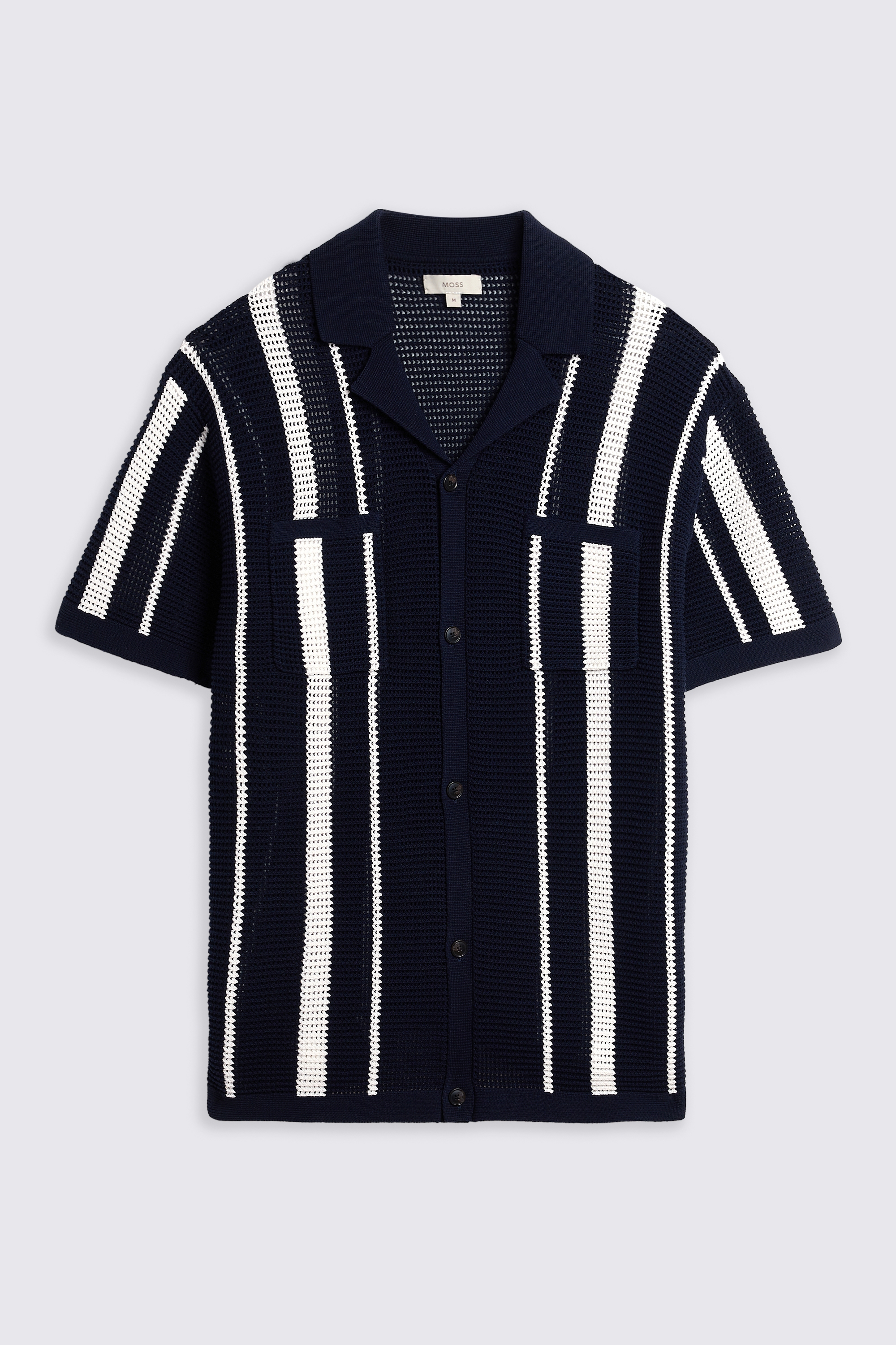 Navy & White Stripe Open Knit Shirt