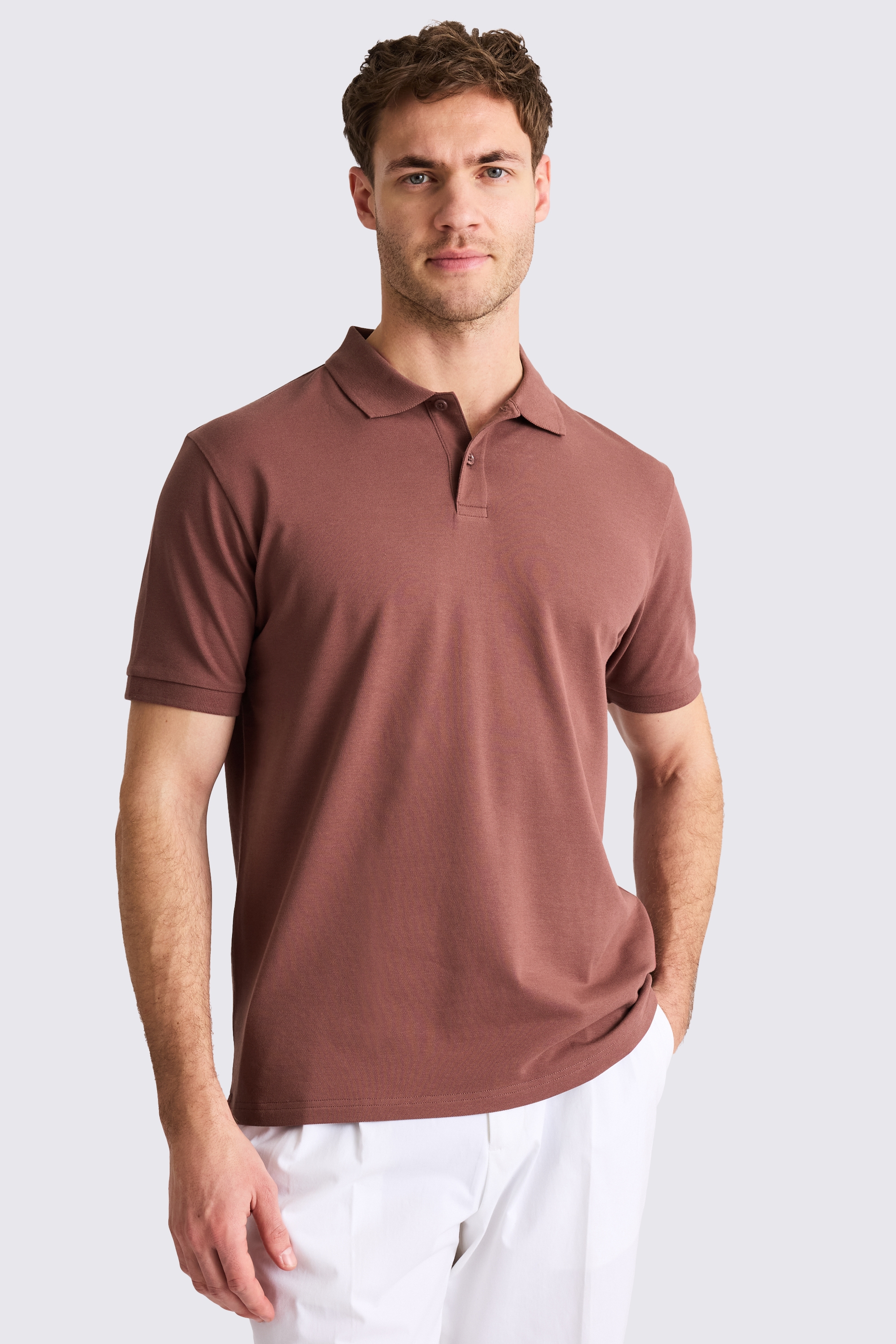 Marron Pique Polo Shirt