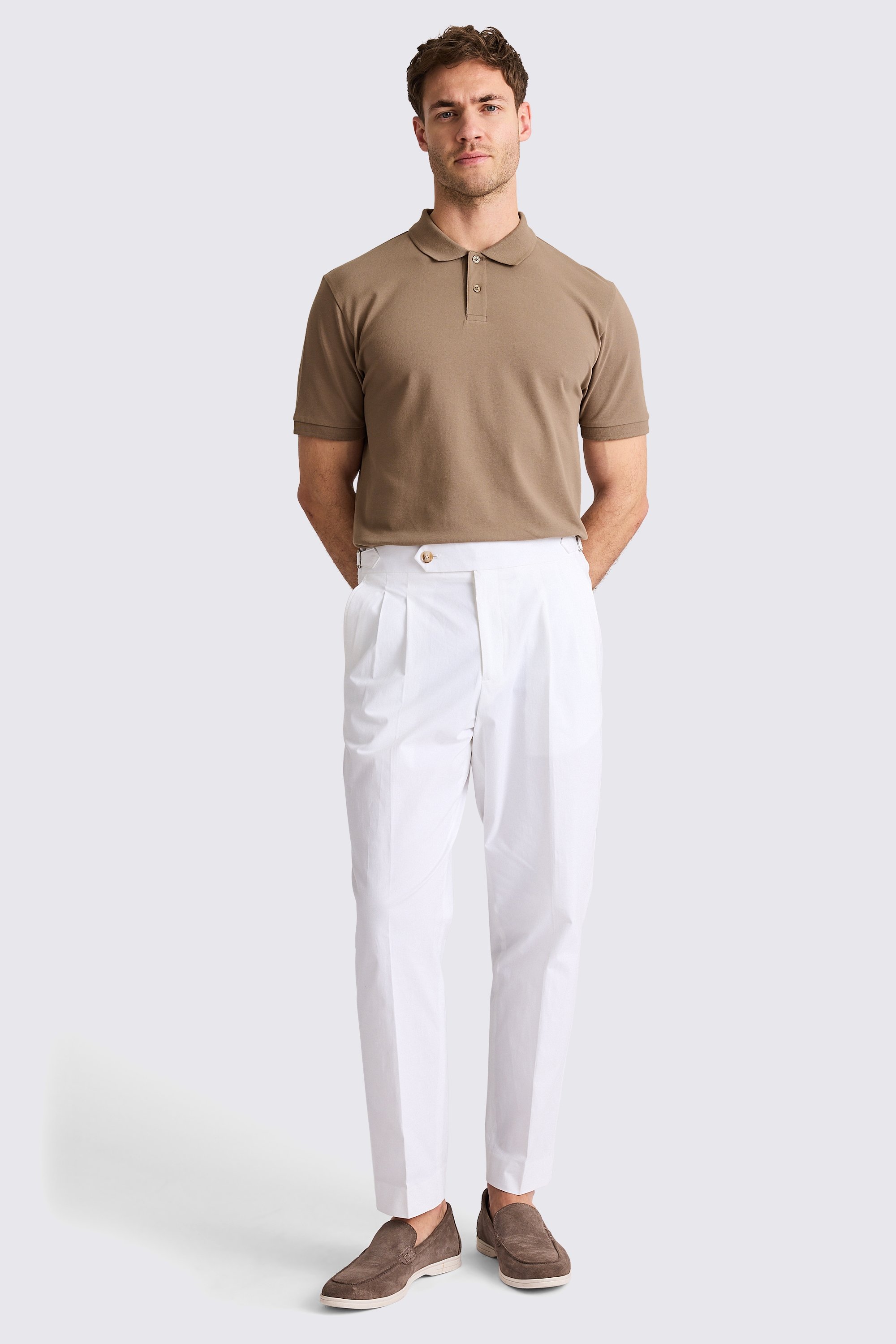 Taupe Pique Polo Shirt
