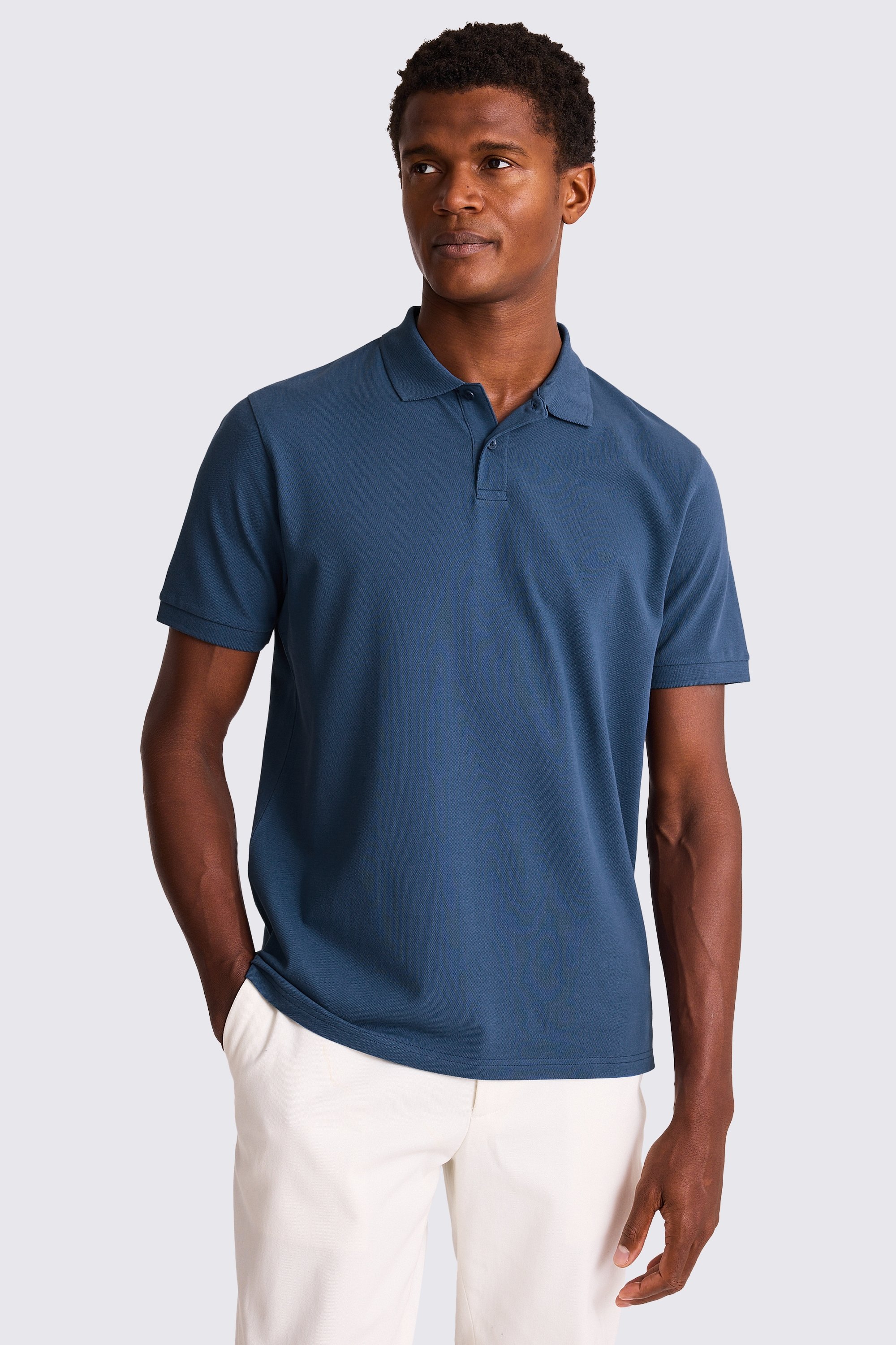 Mid Blue Piqué Polo Shirt