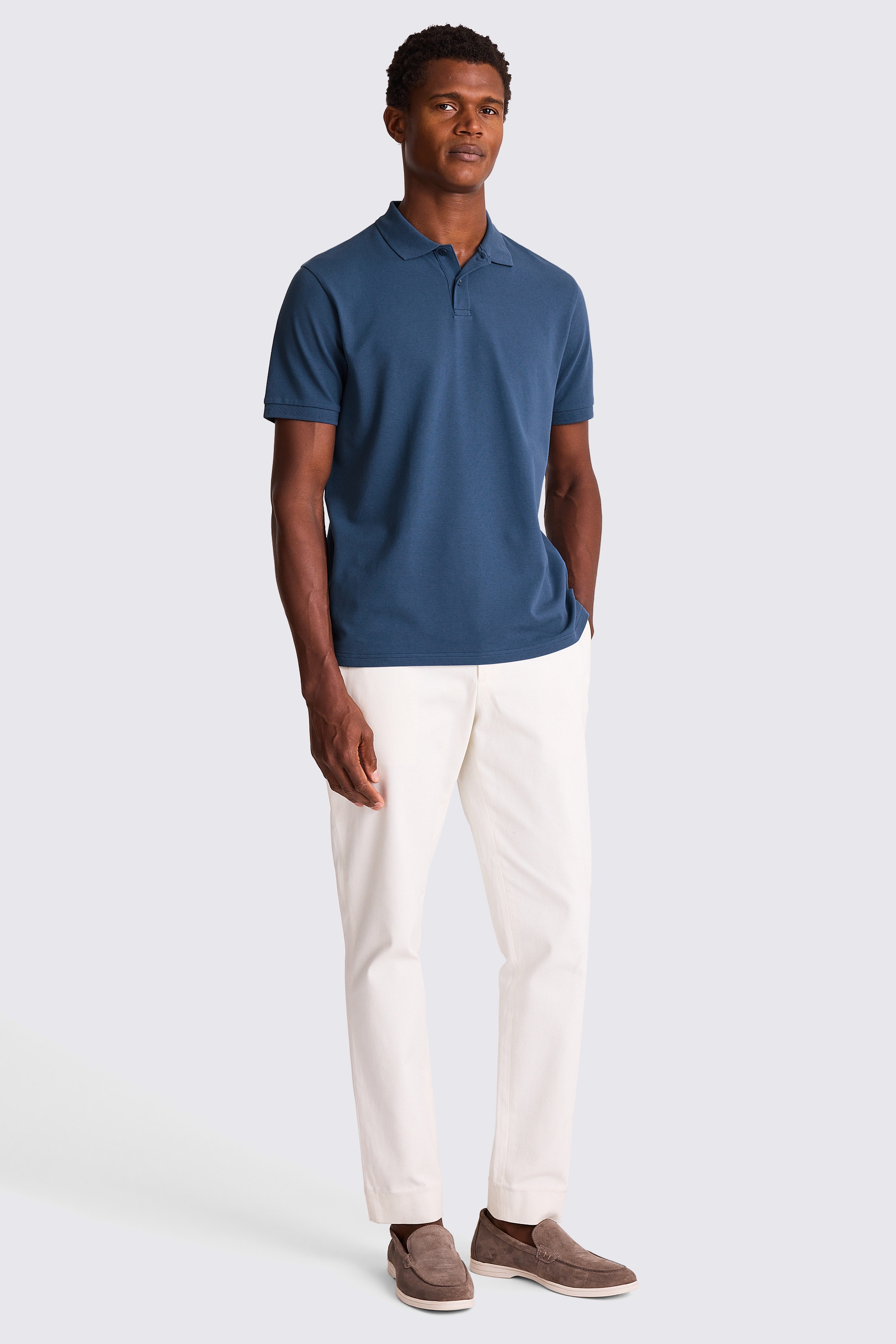 Mid Blue Piqué Polo Shirt