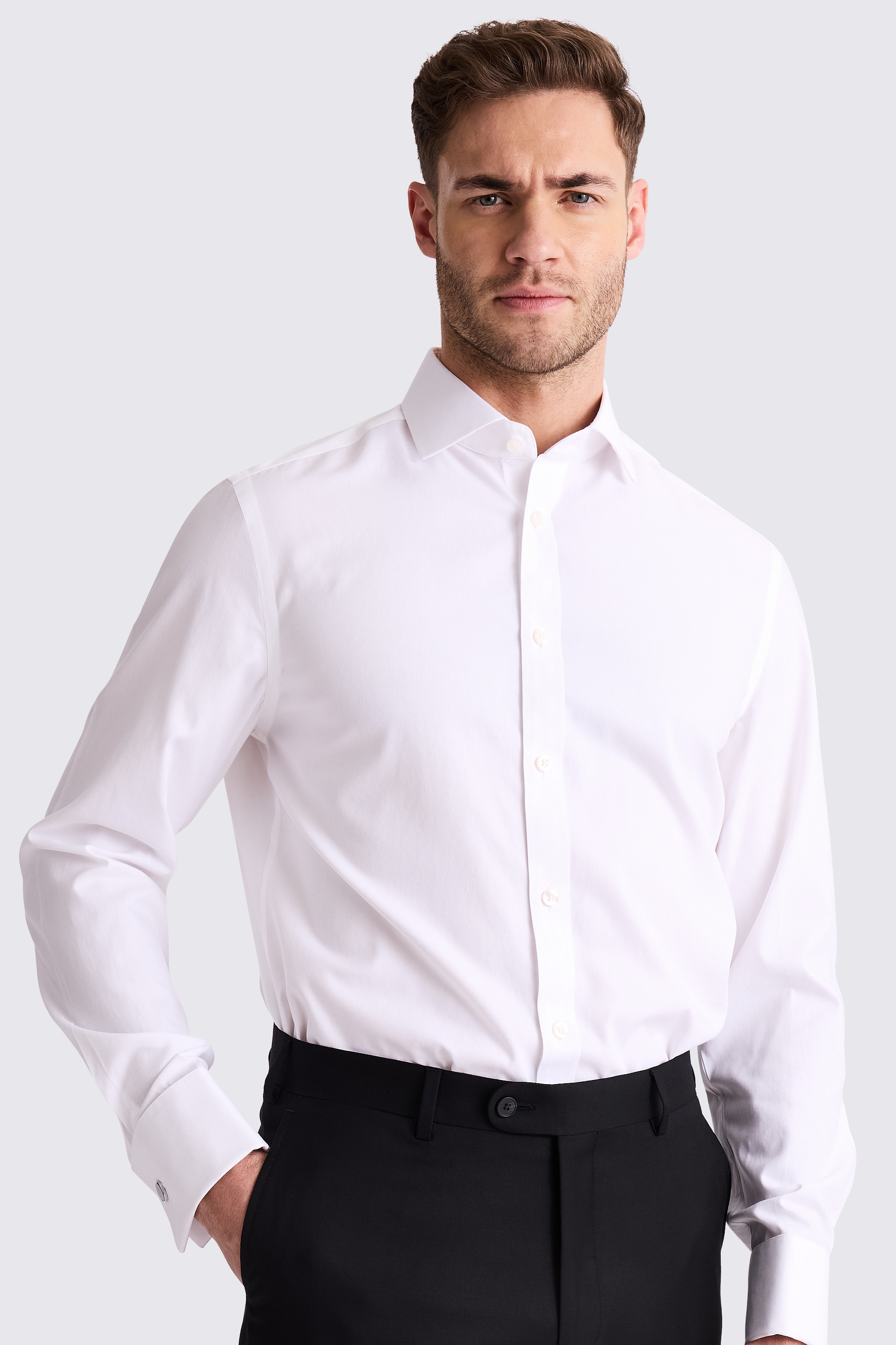 Tailored Fit White Pinpoint Oxford Non-Iron Shirt
