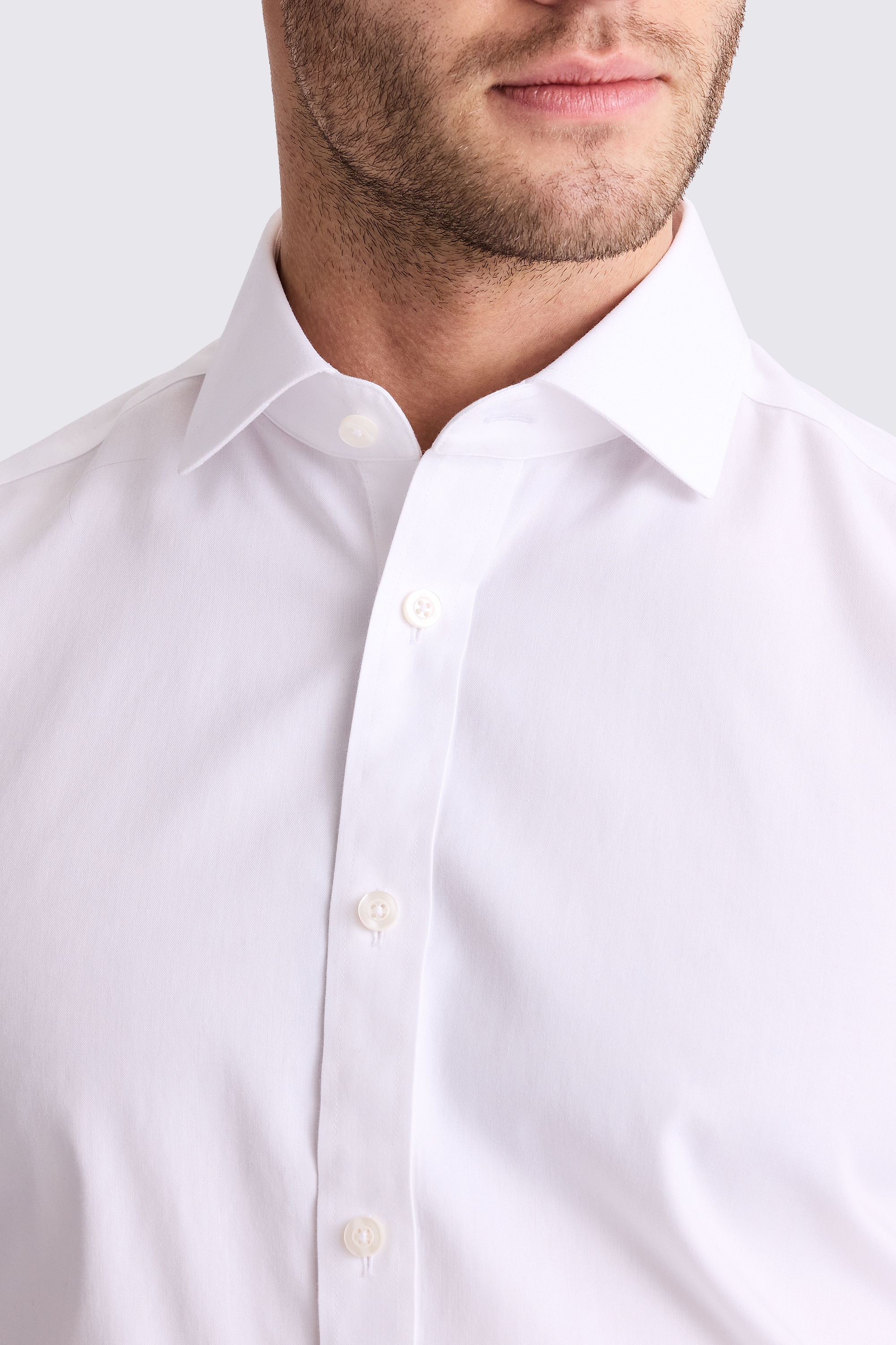 Tailored Fit White Pinpoint Oxford Non-Iron Shirt