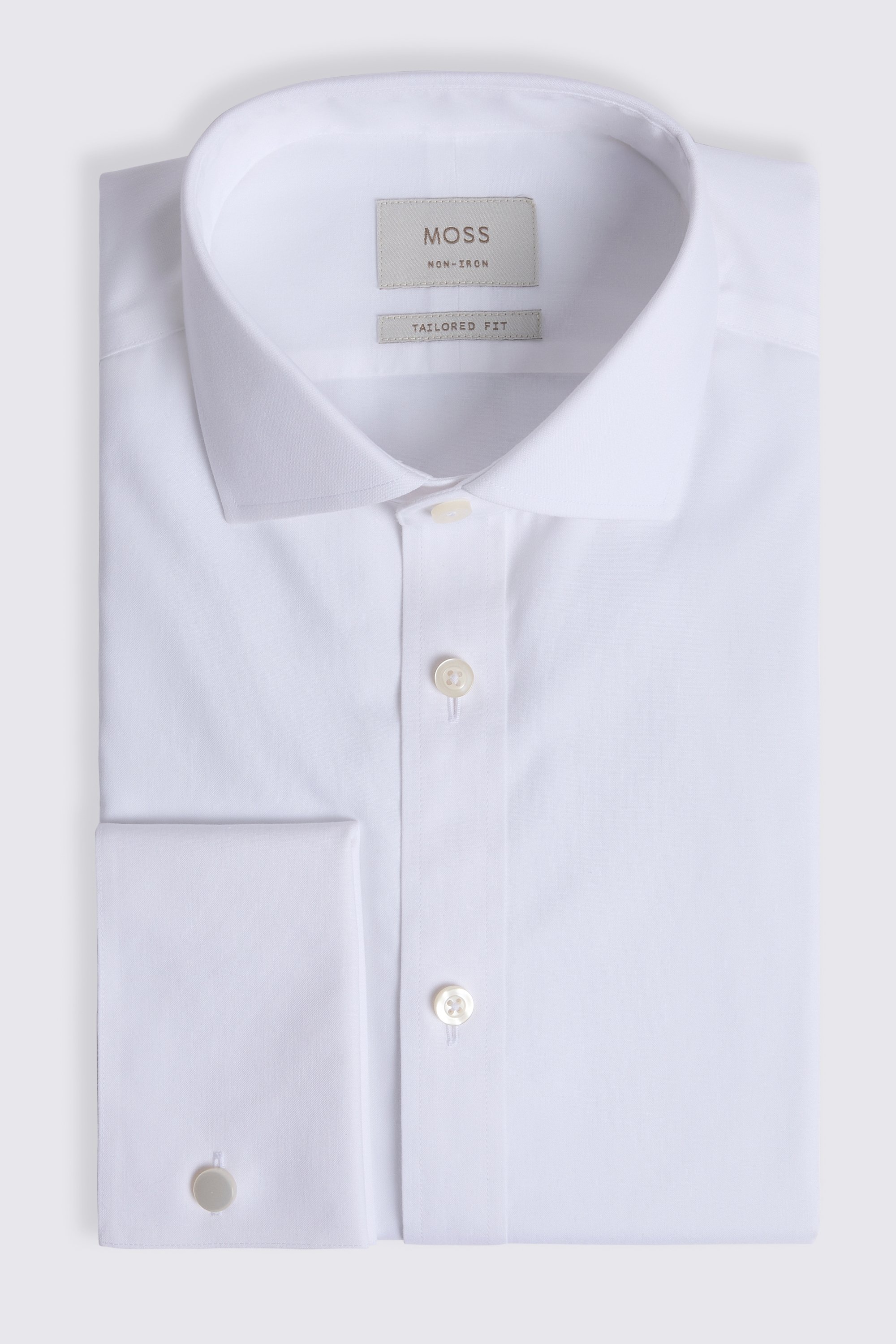 Tailored Fit White Pinpoint Oxford Non-Iron Shirt