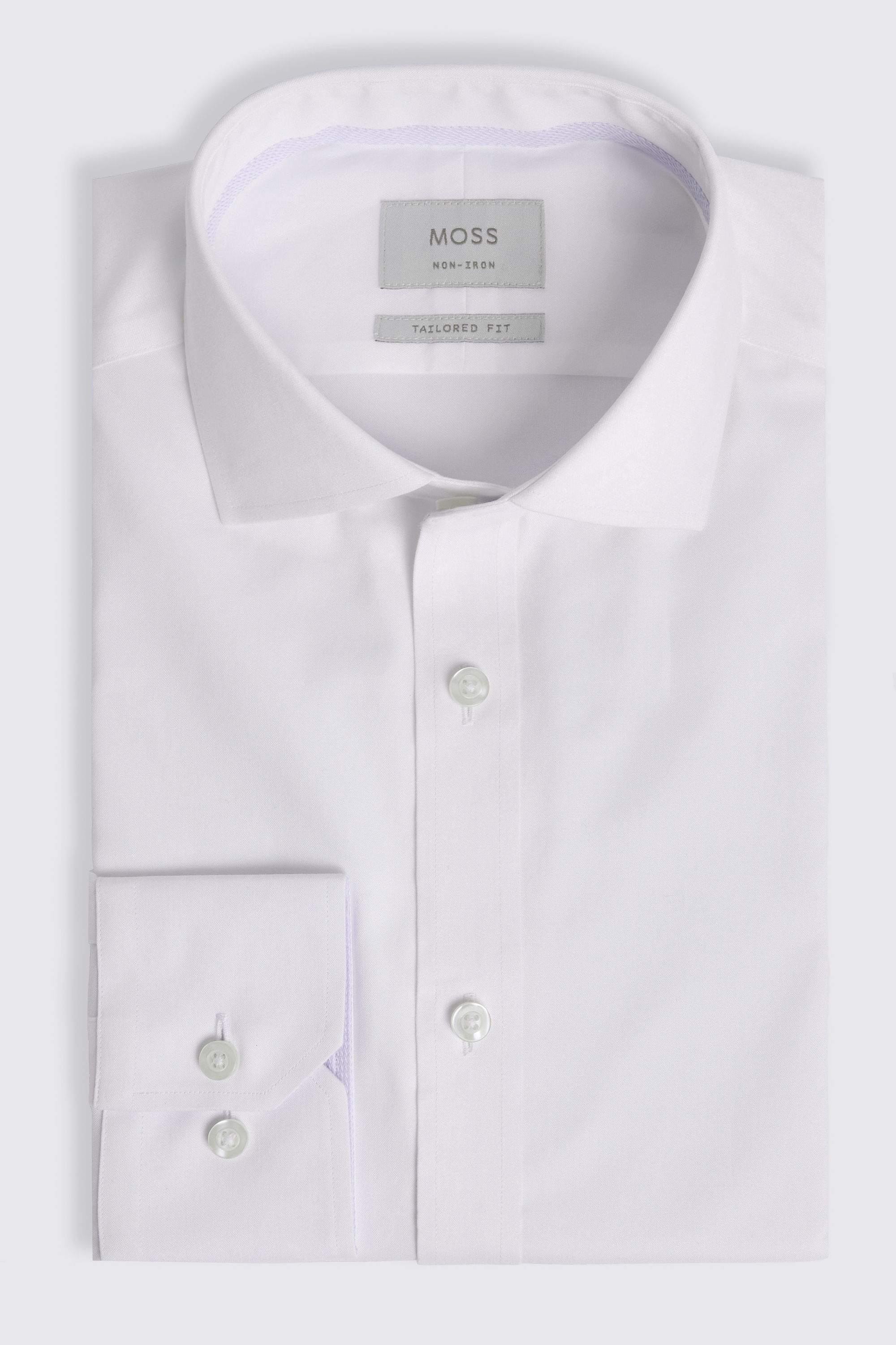 Tailored Fit White Pinpoint Contrast Non Iron Shirt