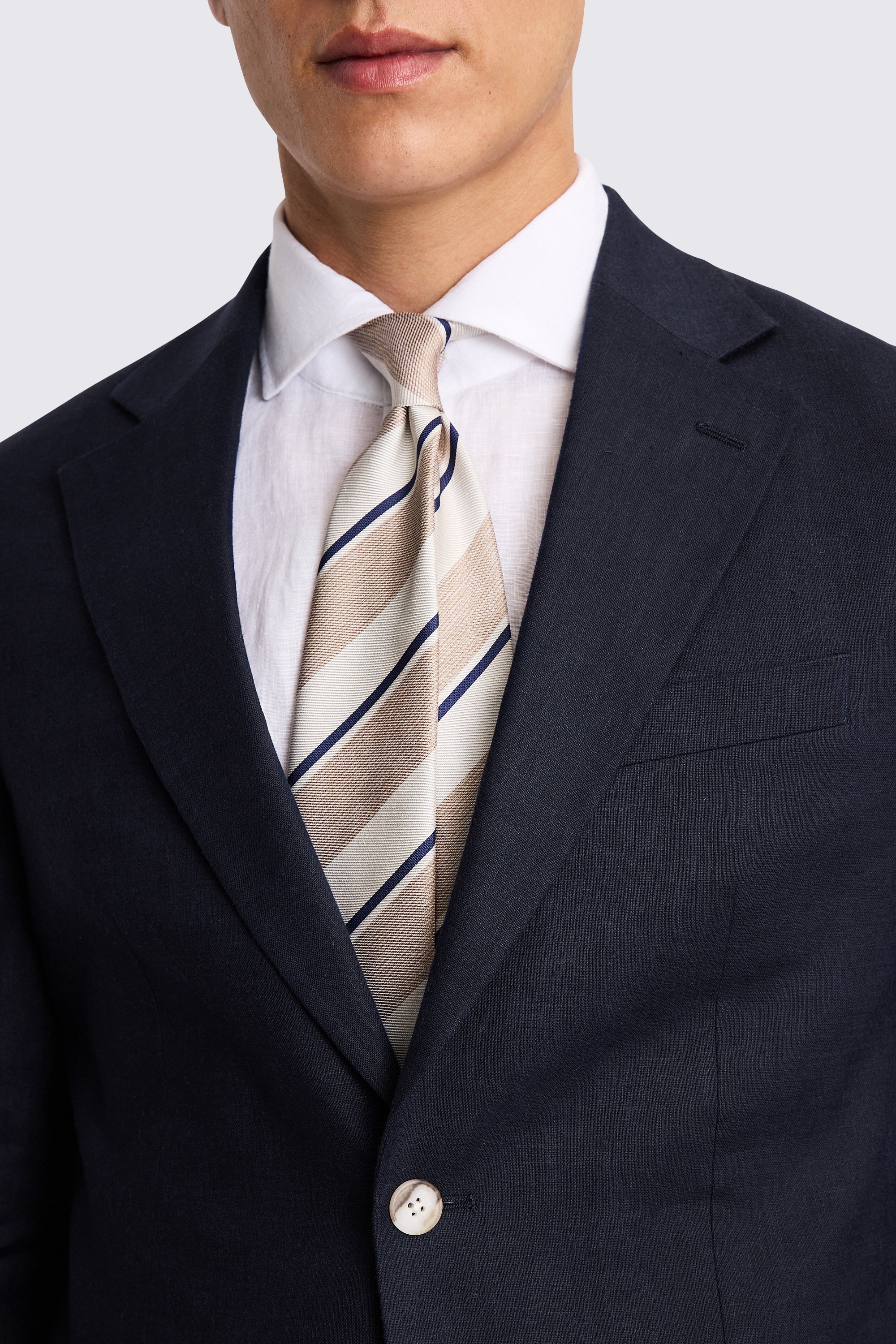 Slim Fit Navy Matte Linen Suit