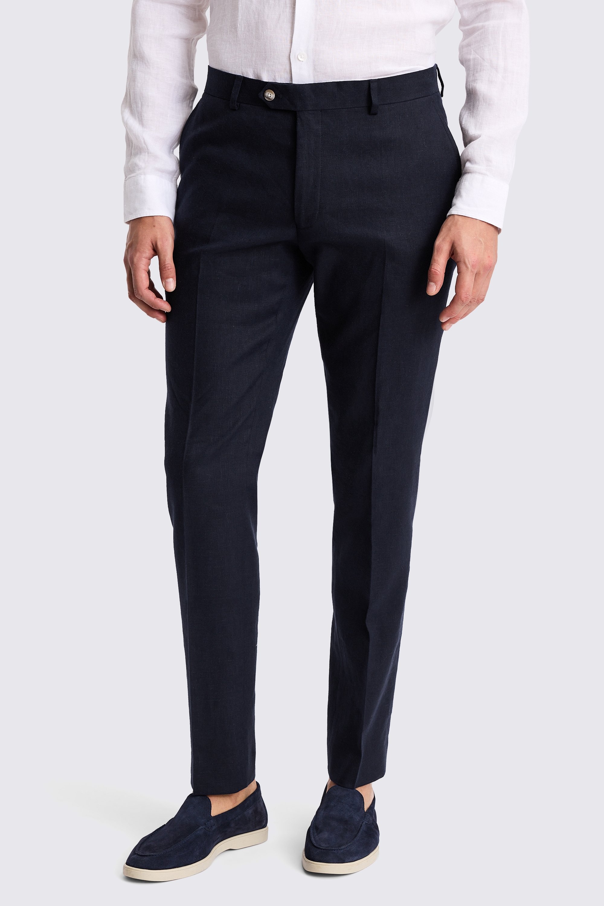 Slim Fit Navy Matte Linen Suit