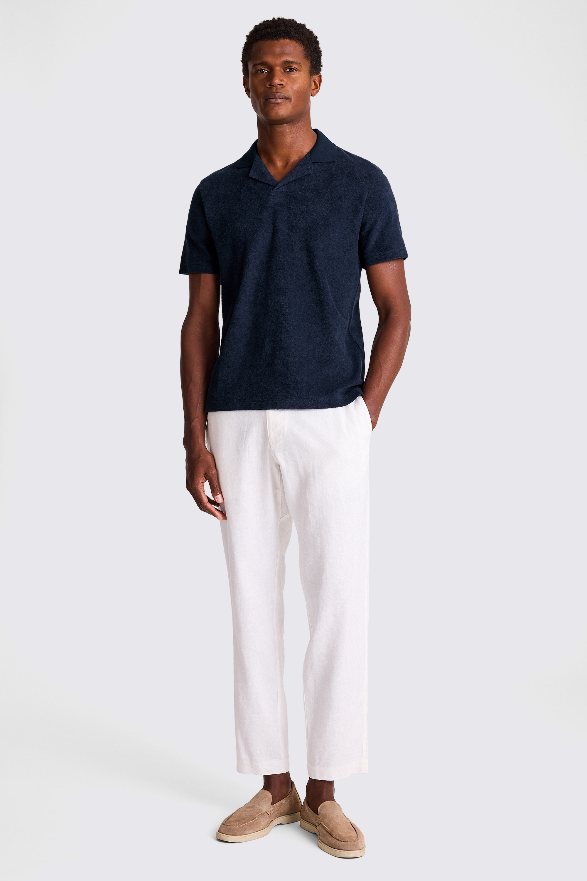 Navy Terry Towelling Skipper Polo