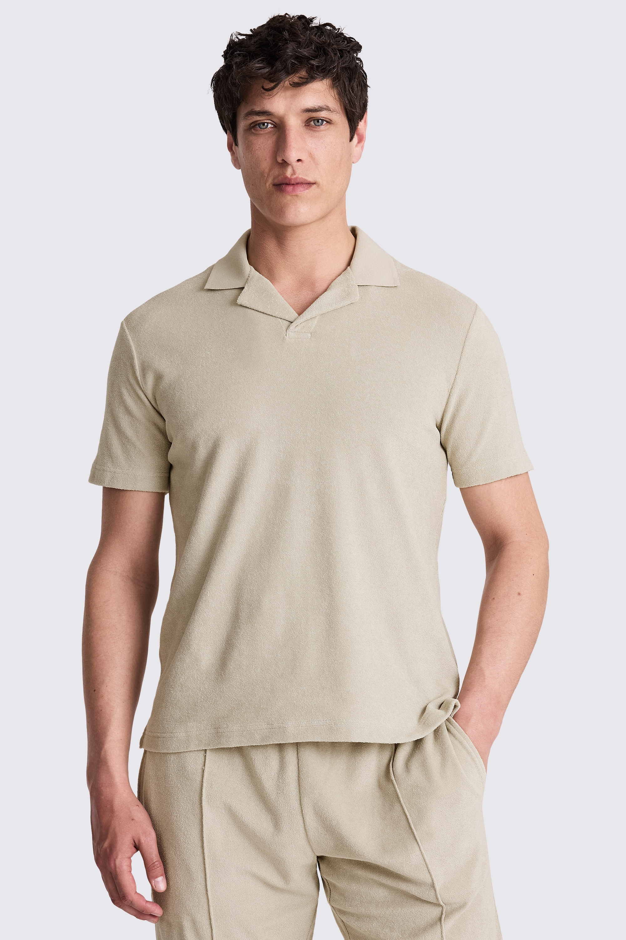 Sage Terry Towelling Skipper Polo