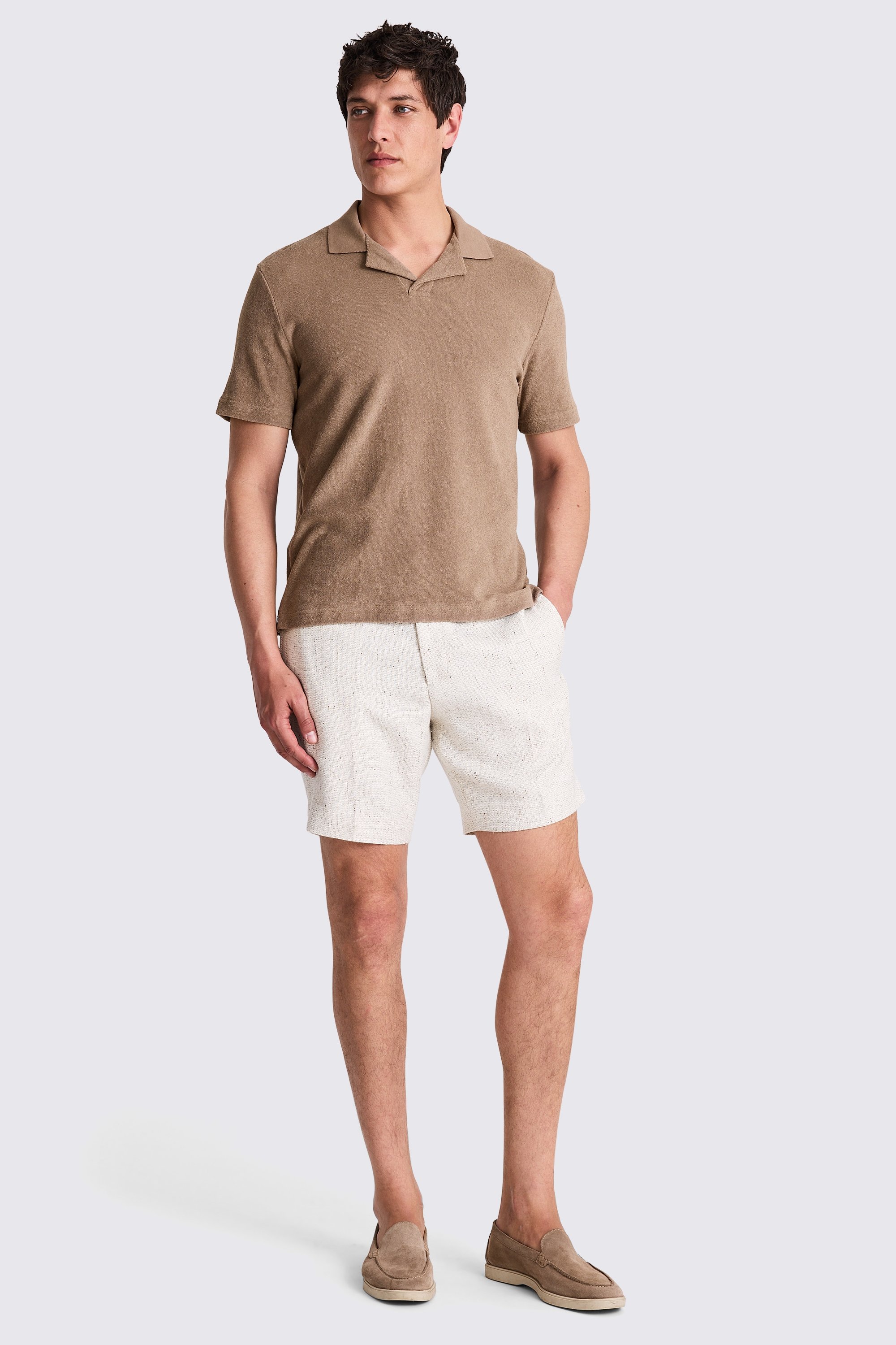 Taupe Terry Towelling Skipper Polo