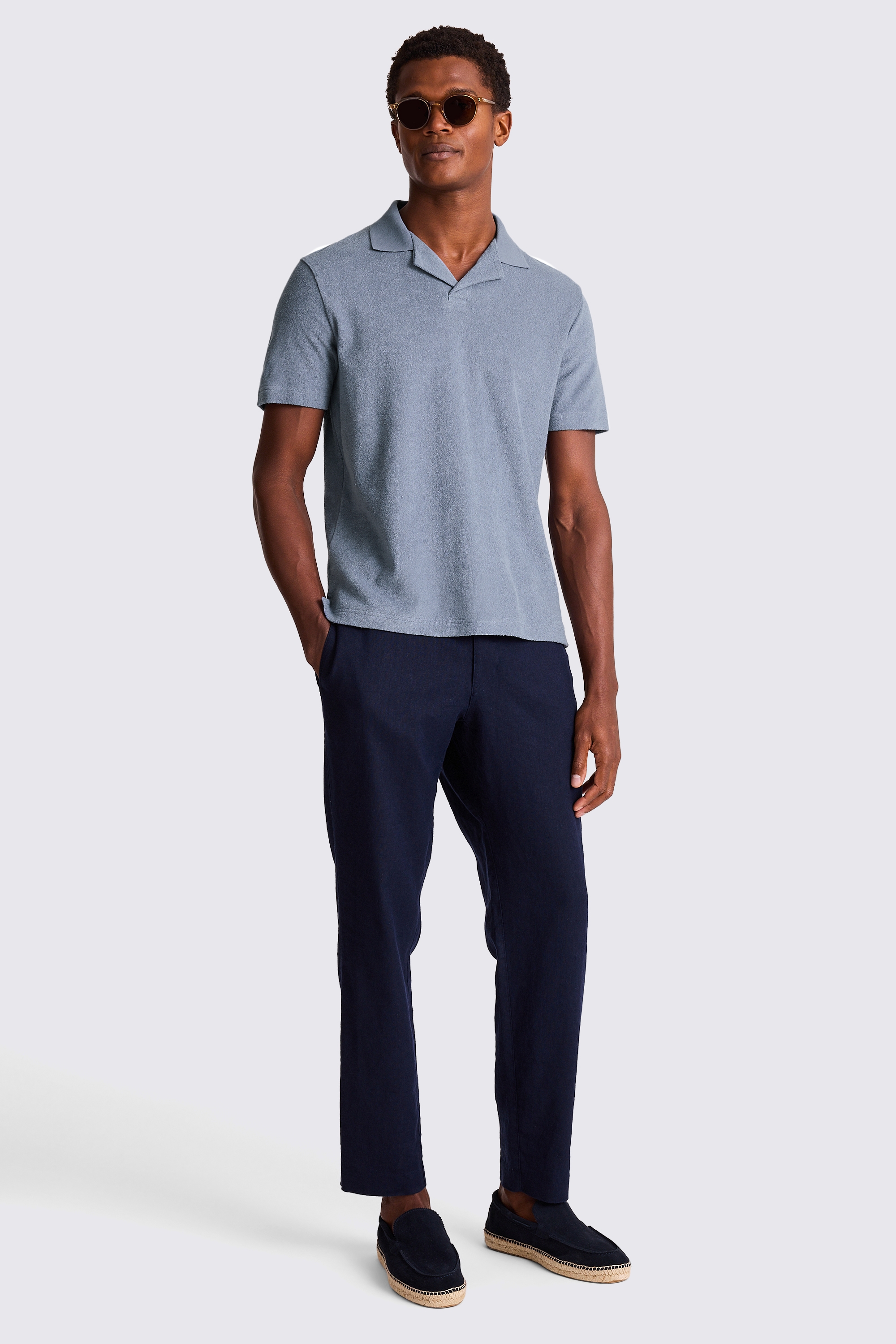 Steel Blue Terry Towelling Skipper Polo