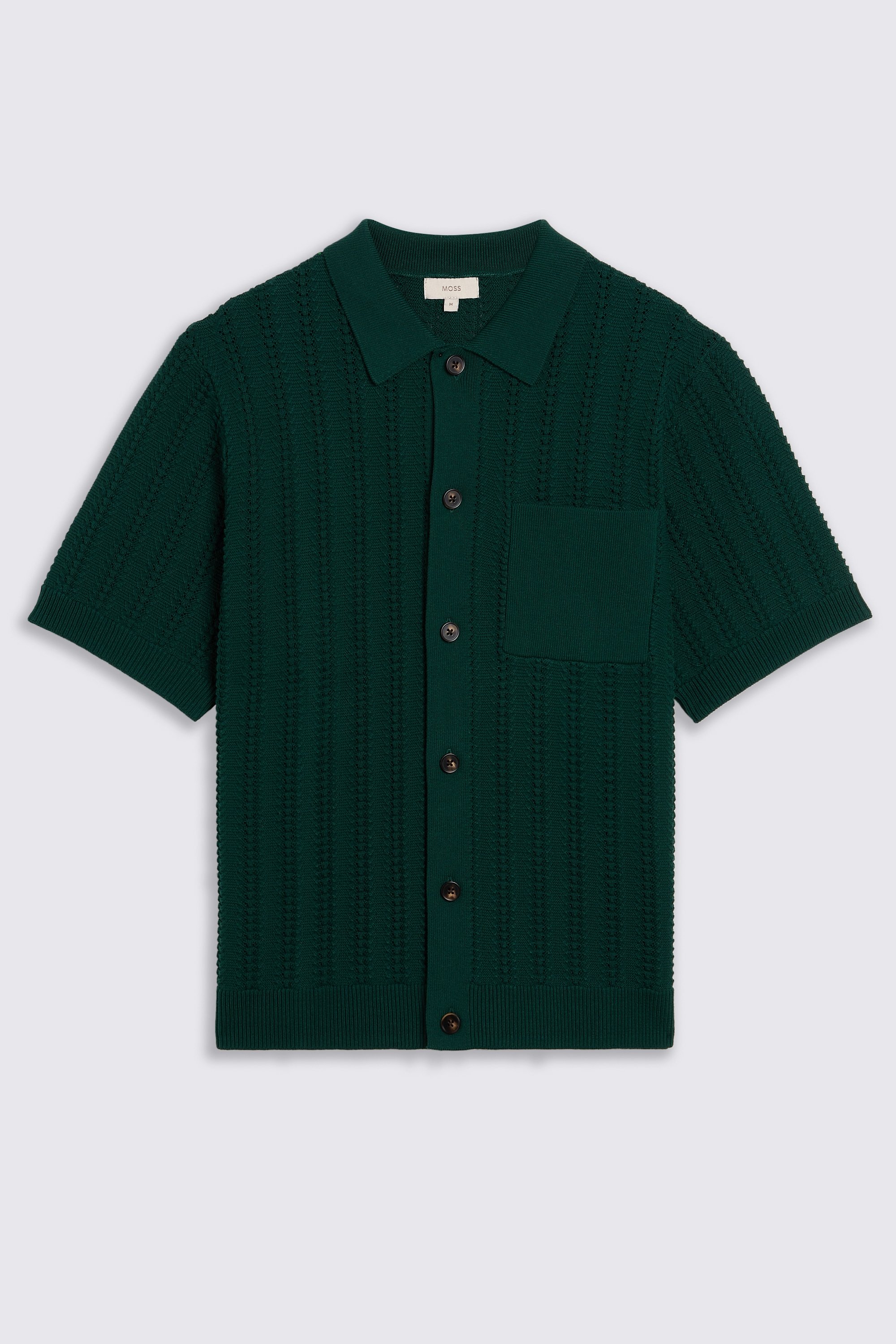 Emerald Green Chevron Pointelle Knitted Shirt