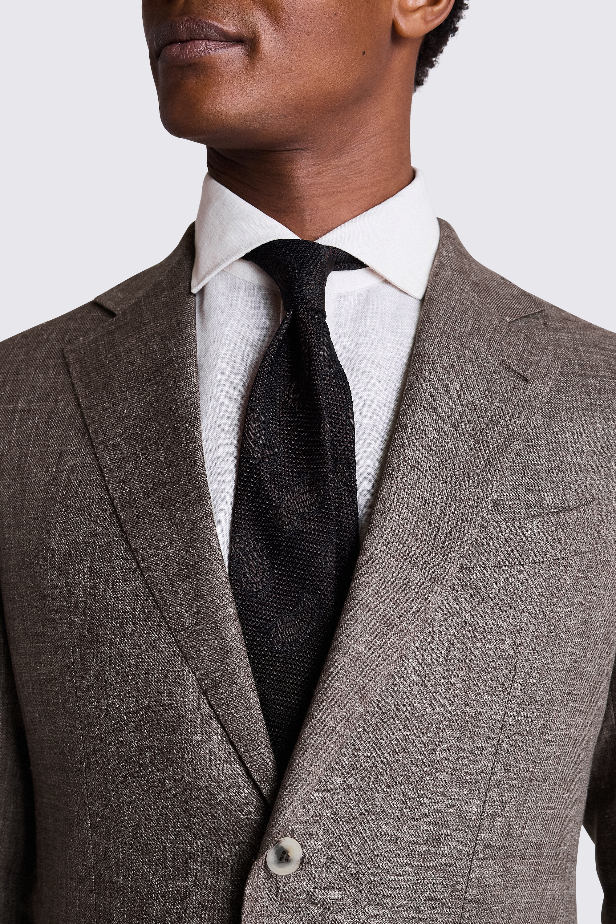 Slim Fit Brown Linen Suit