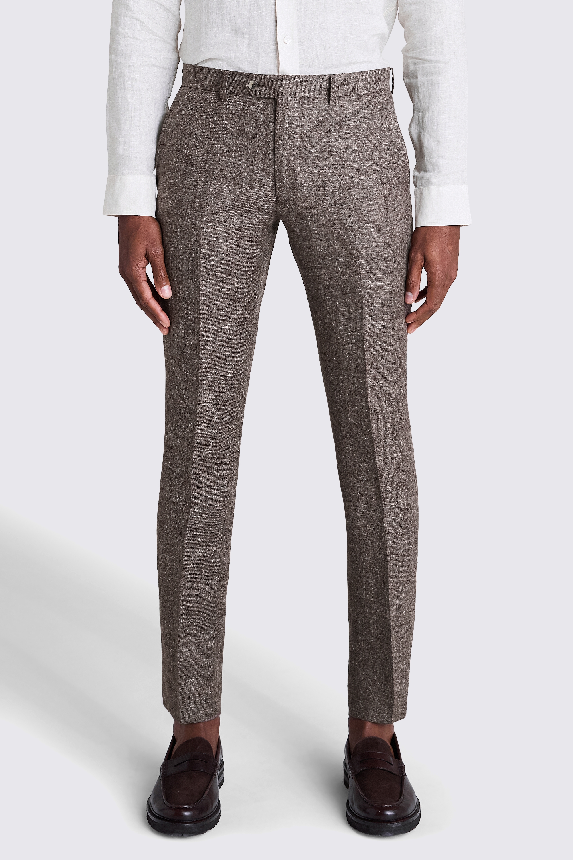 Slim Fit Brown Linen Suit