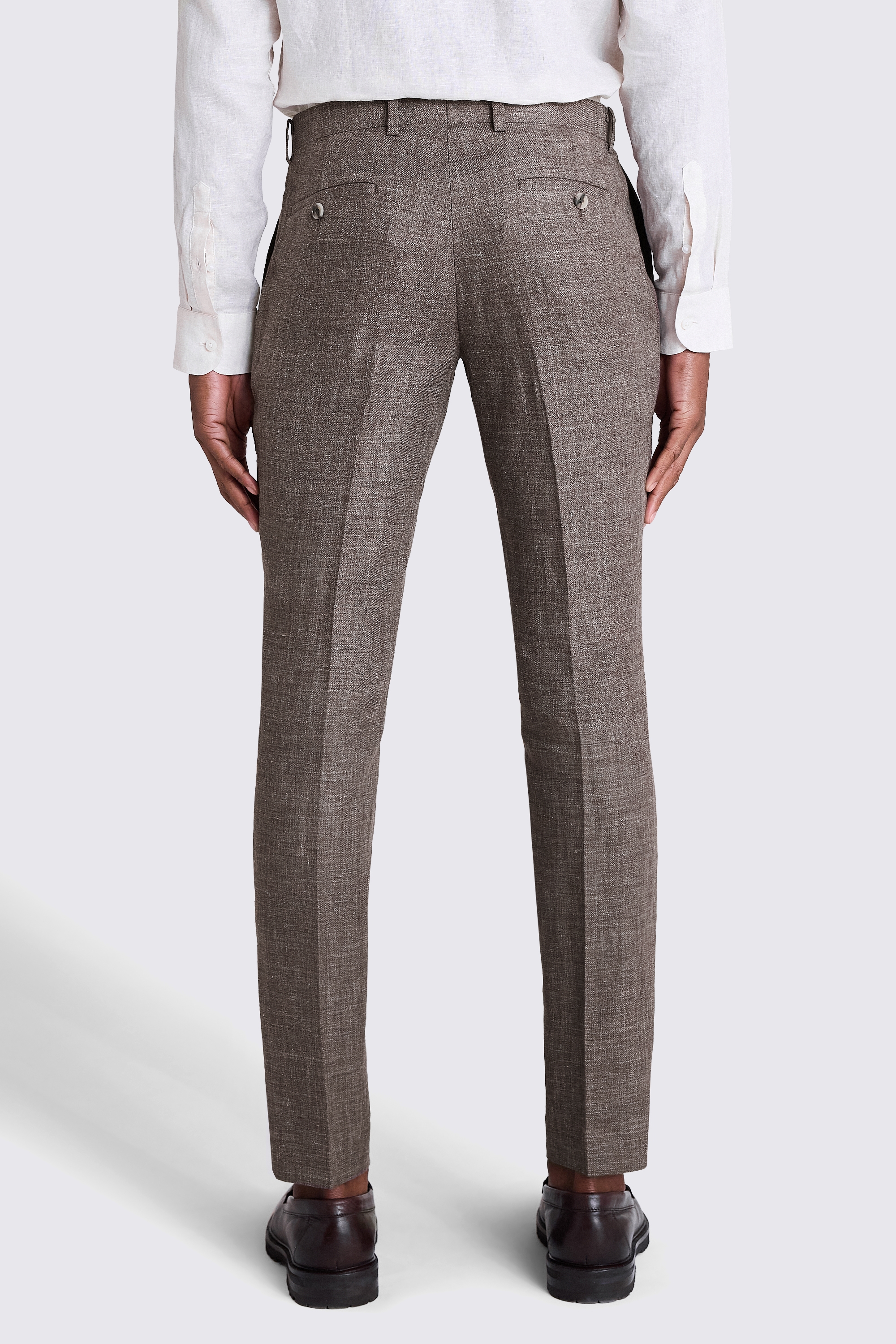 Slim Fit Brown Linen Trousers