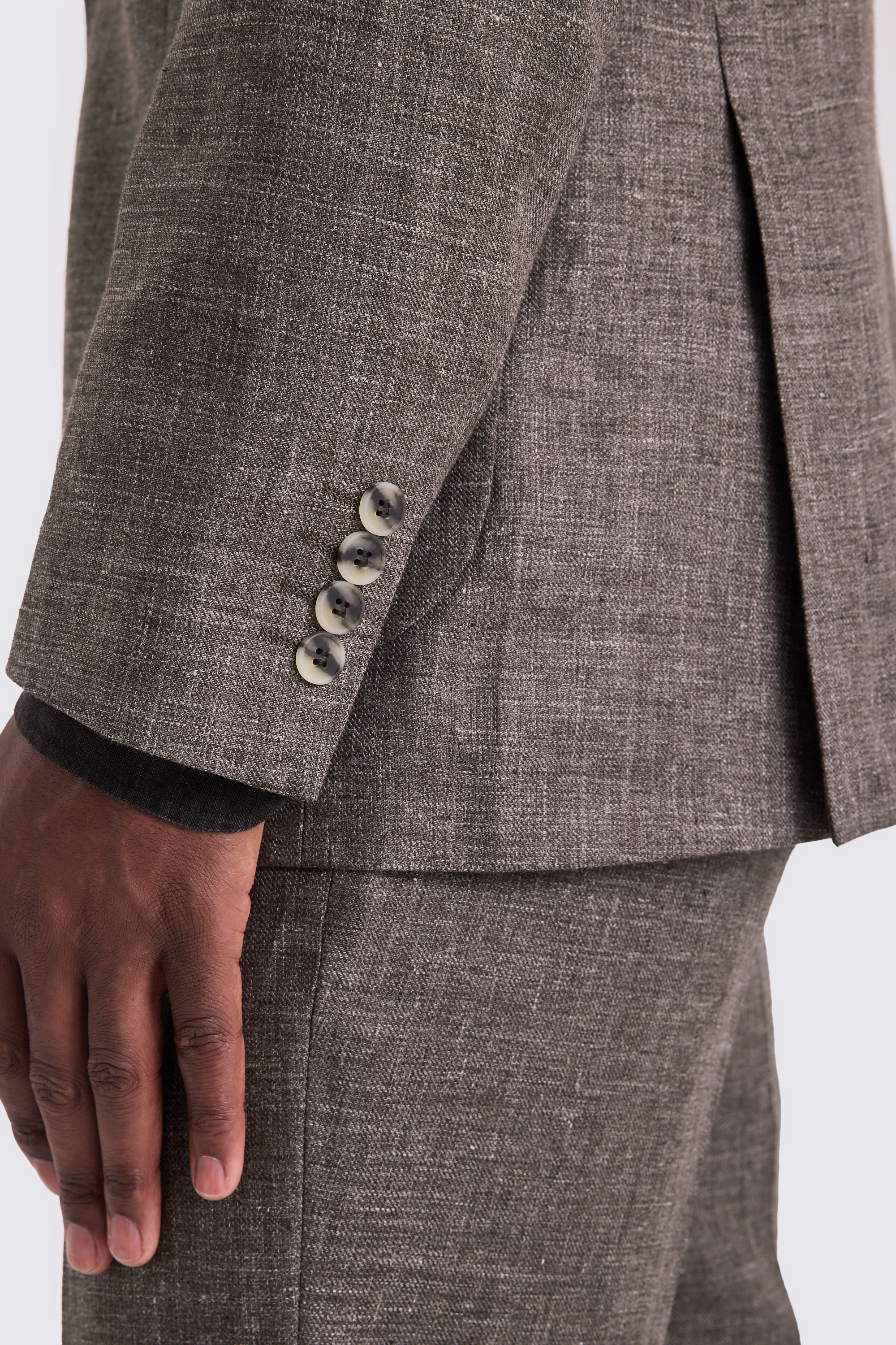Regular Fit Brown Linen Suit