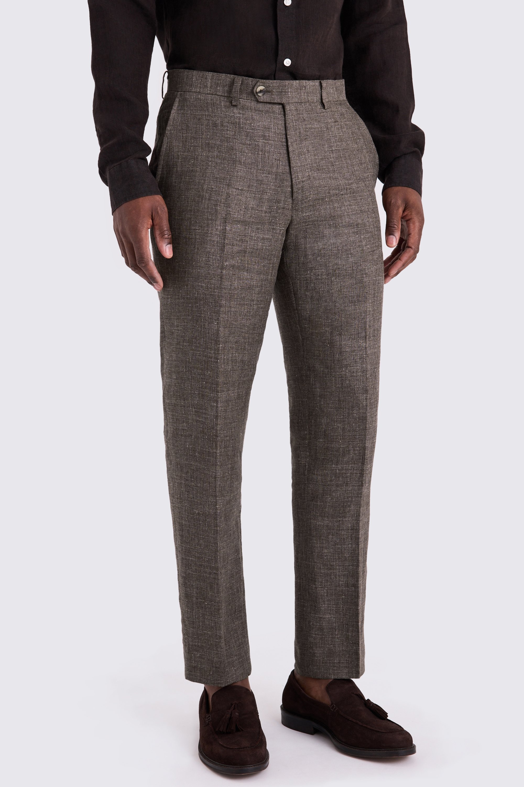 Regular Fit Brown Linen Suit