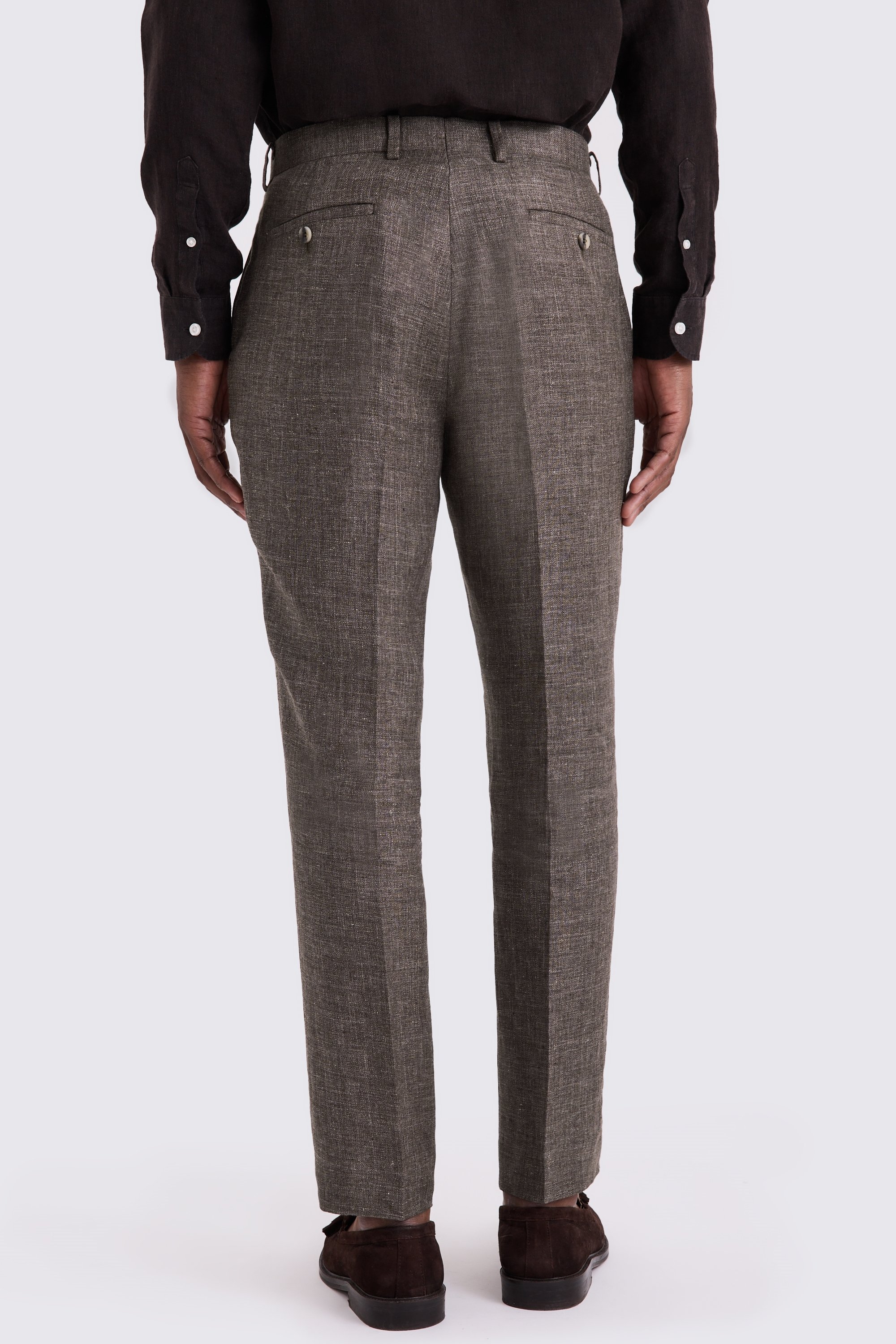 Regular Fit Brown Linen Trousers