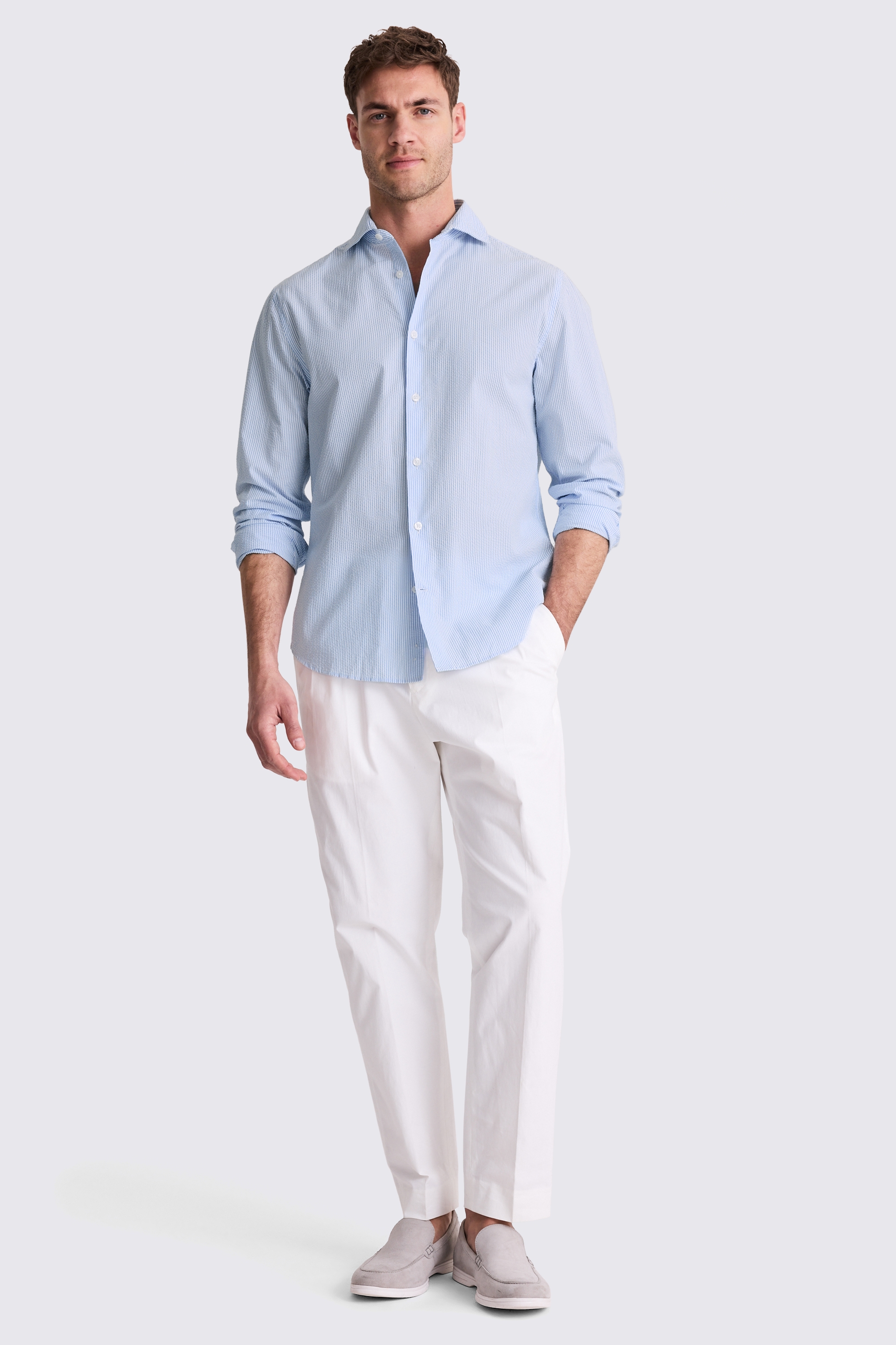 Light Blue Seersucker Stripe Shirt