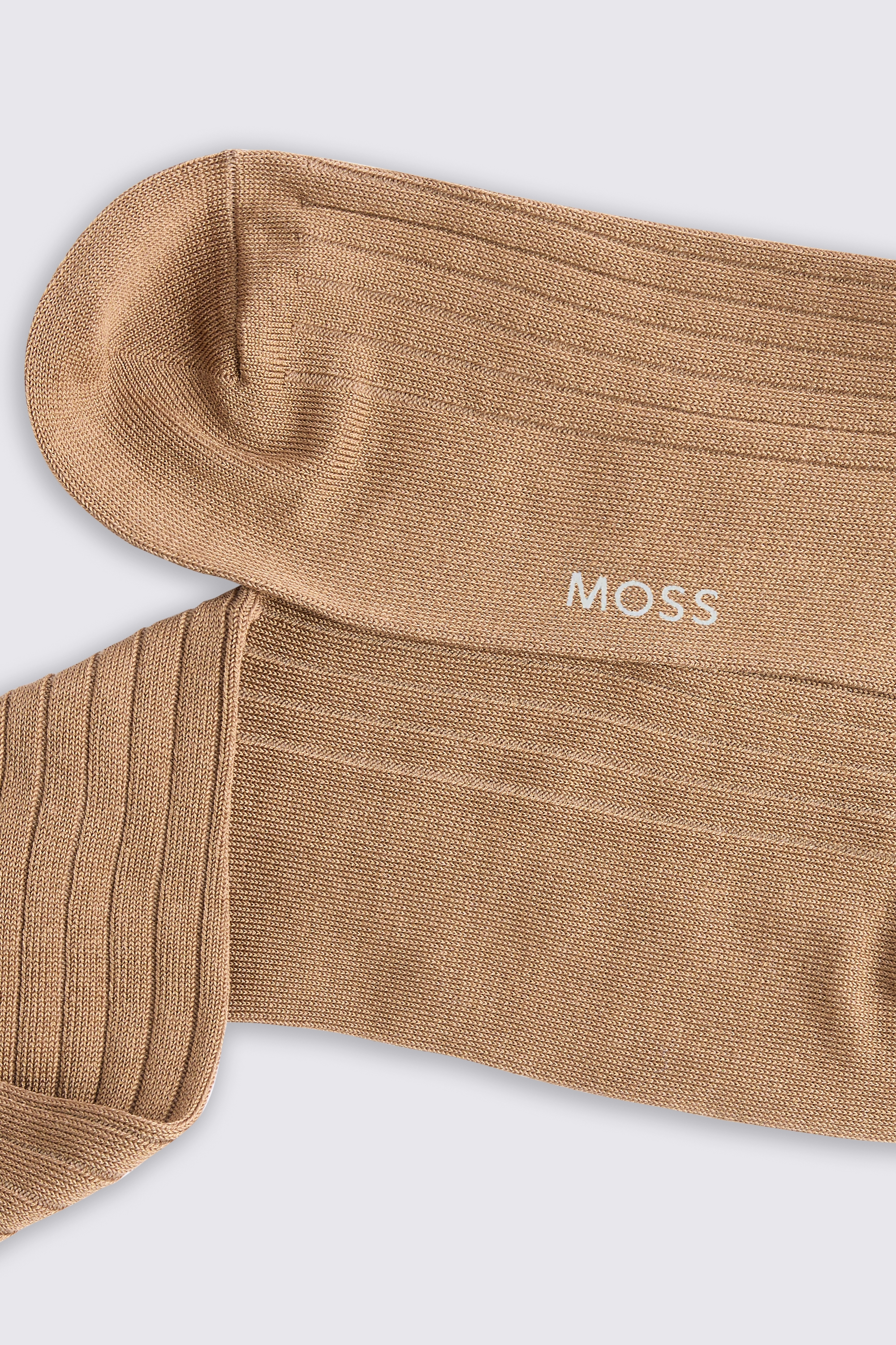 Sand Ribbed Mercerised Socks