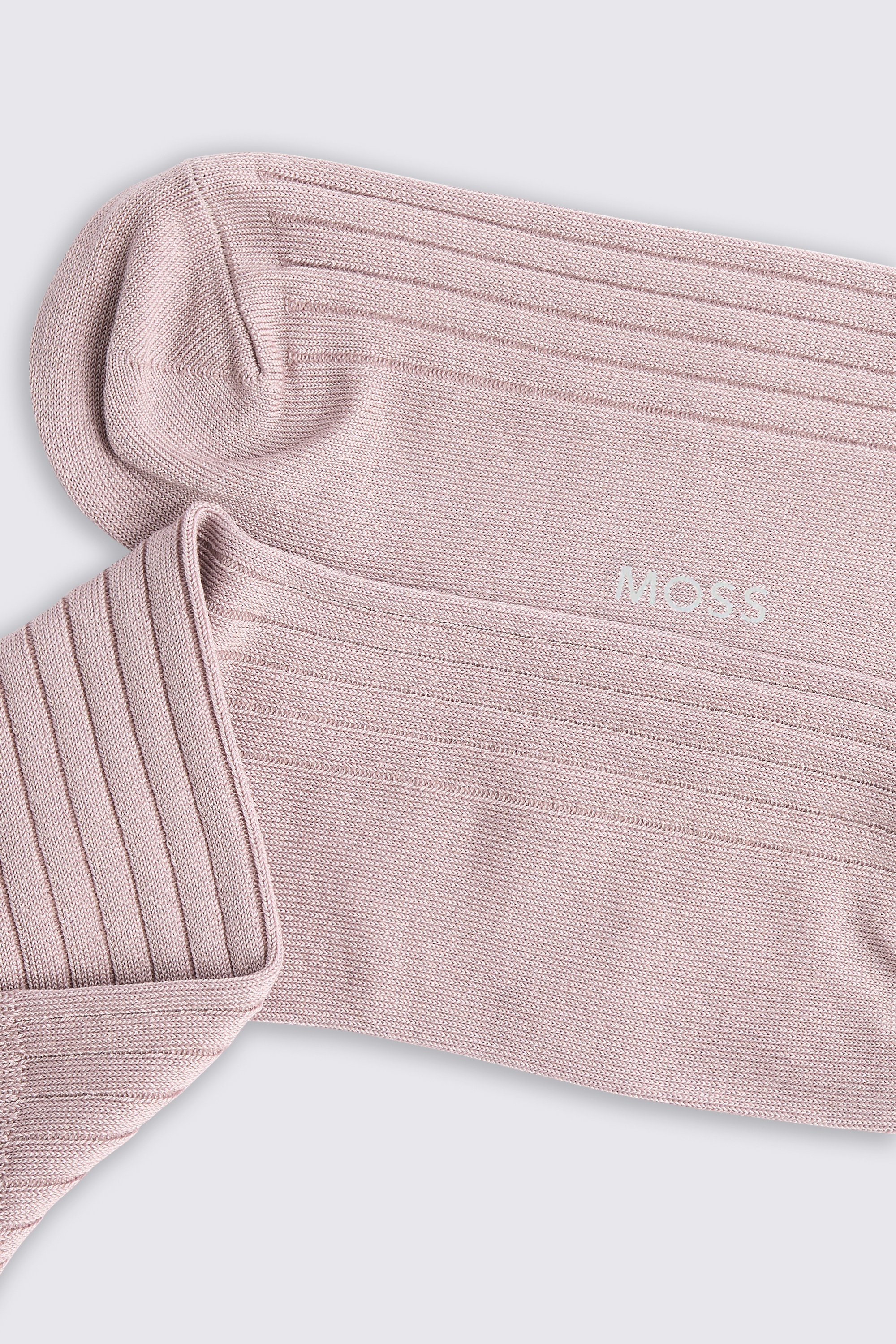 Light Pink Ribbed Mercerised Socks