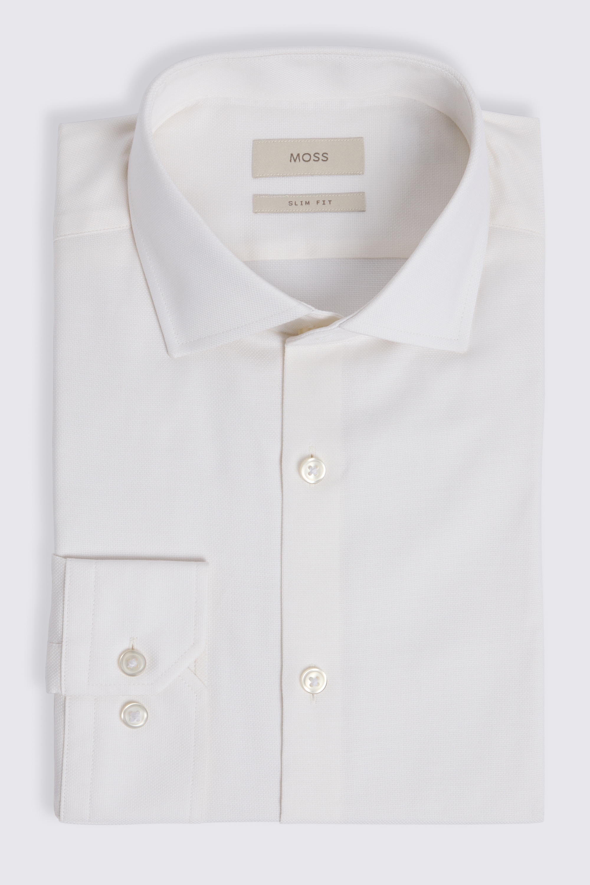 Slim Fit Off White Dobby Stretch Shirt