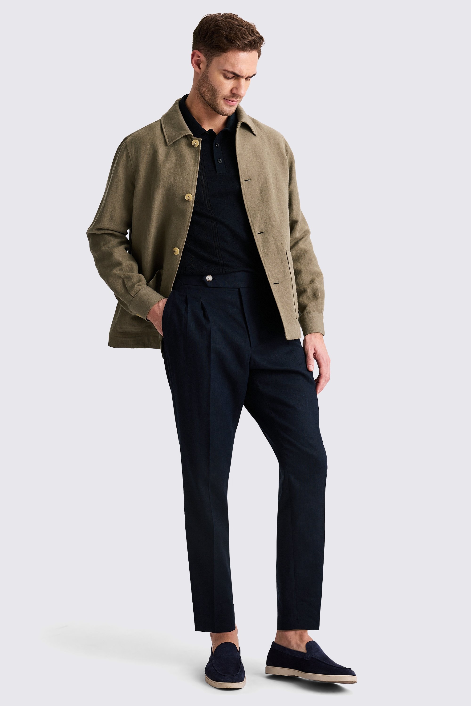 Khaki Wool Linen Shacket