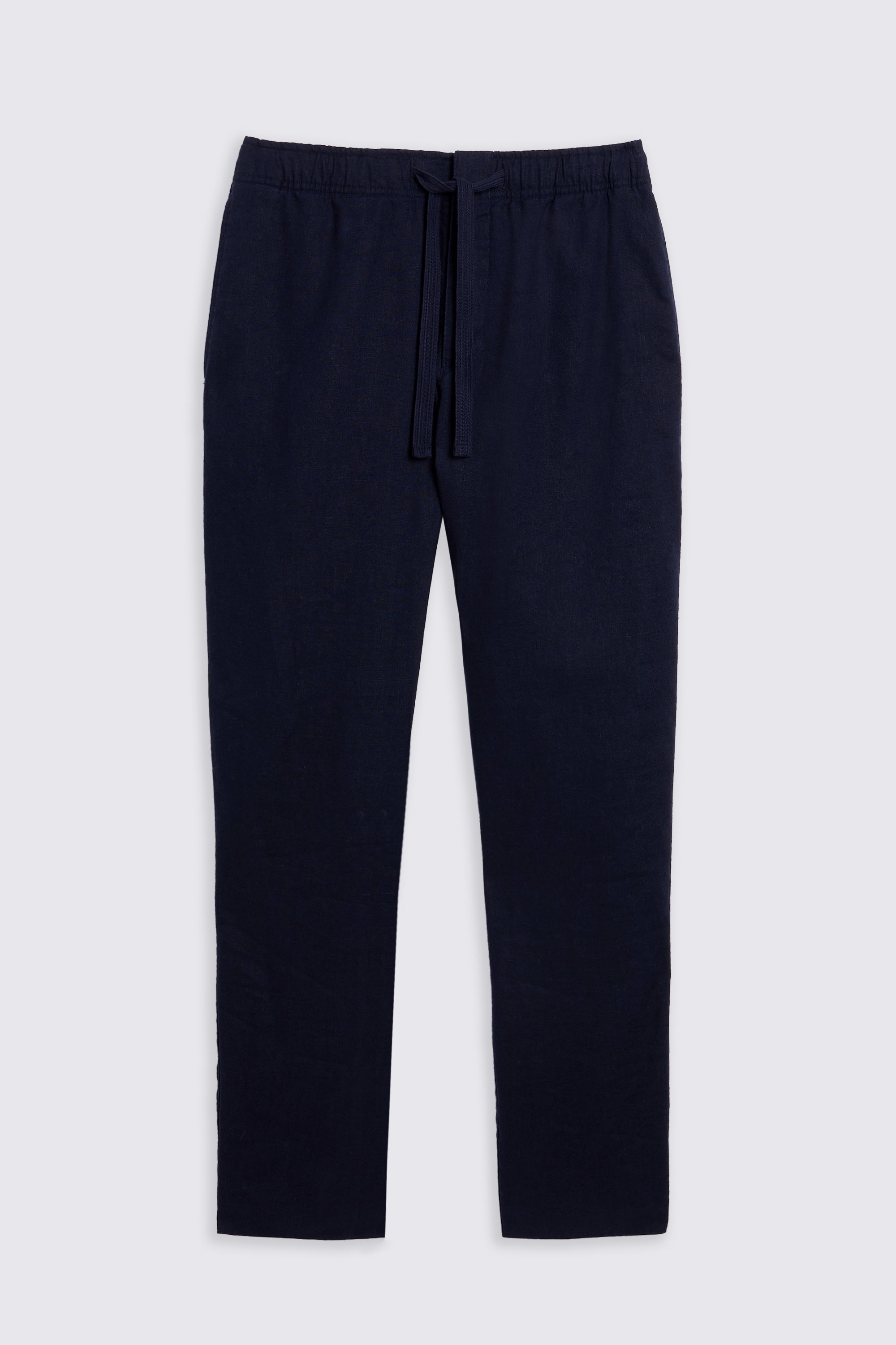 Navy Linen Drawstring Trousers
