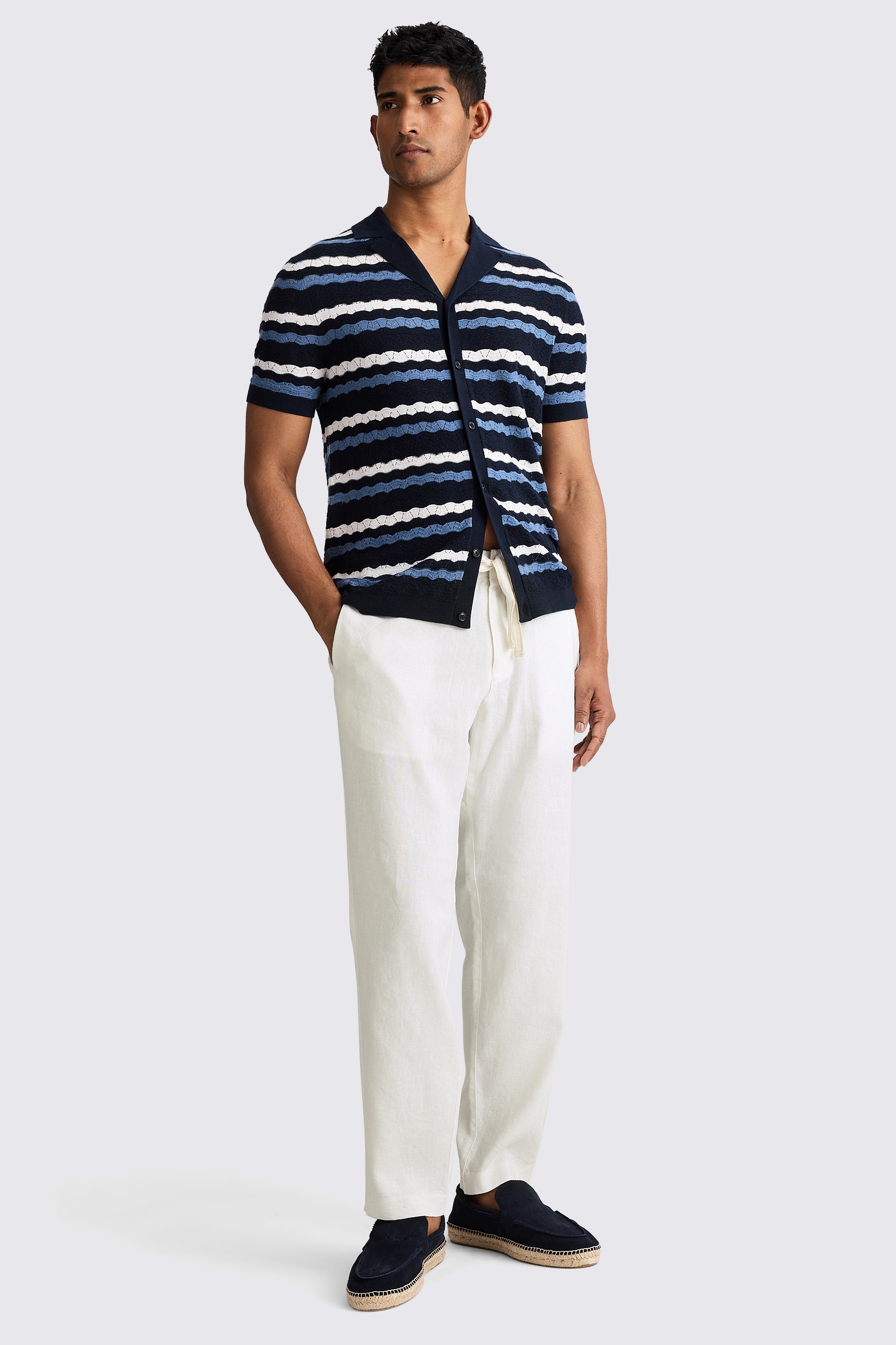 White Linen Drawstring Trousers