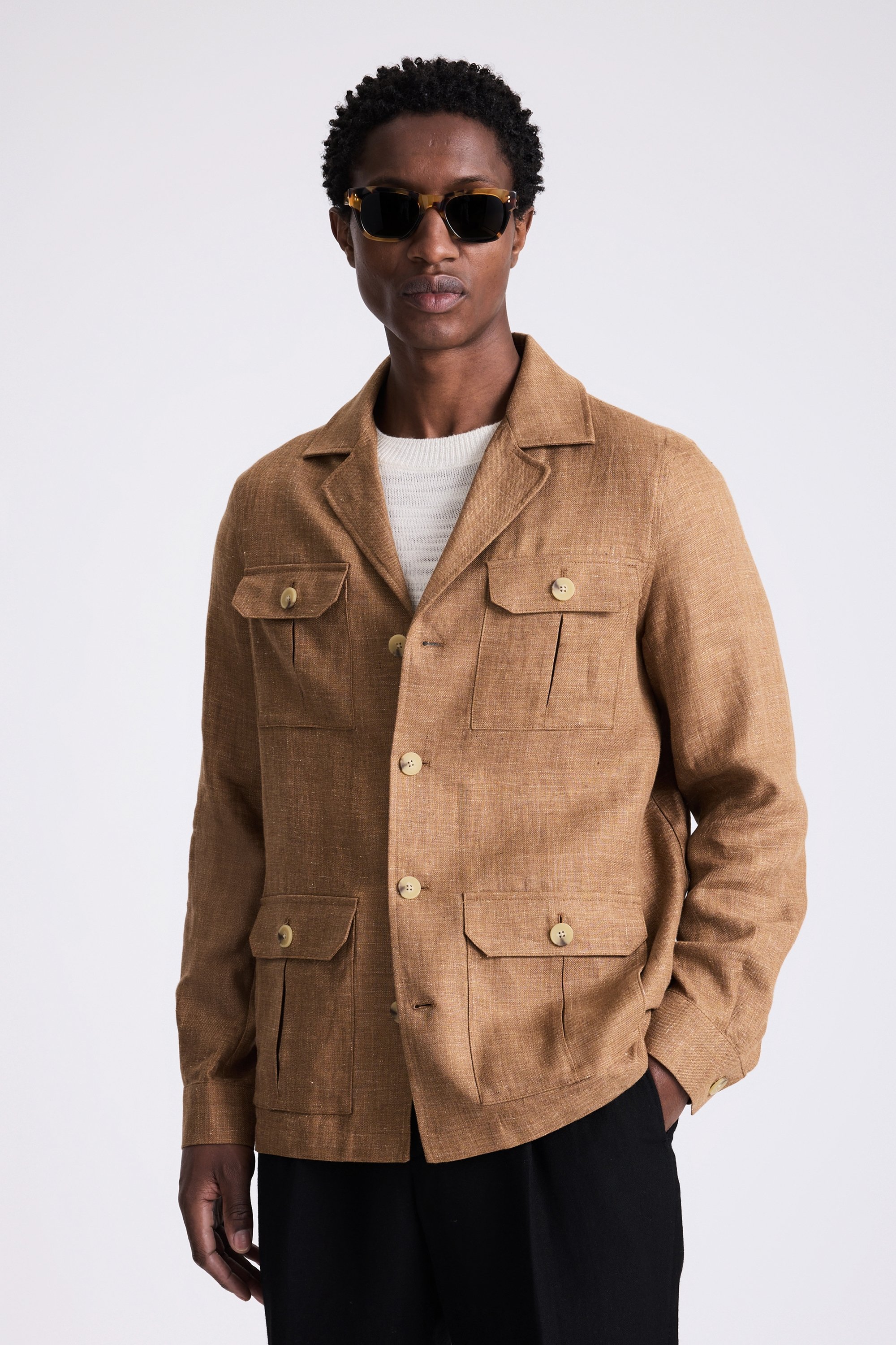Gold Linen Safari Shacket