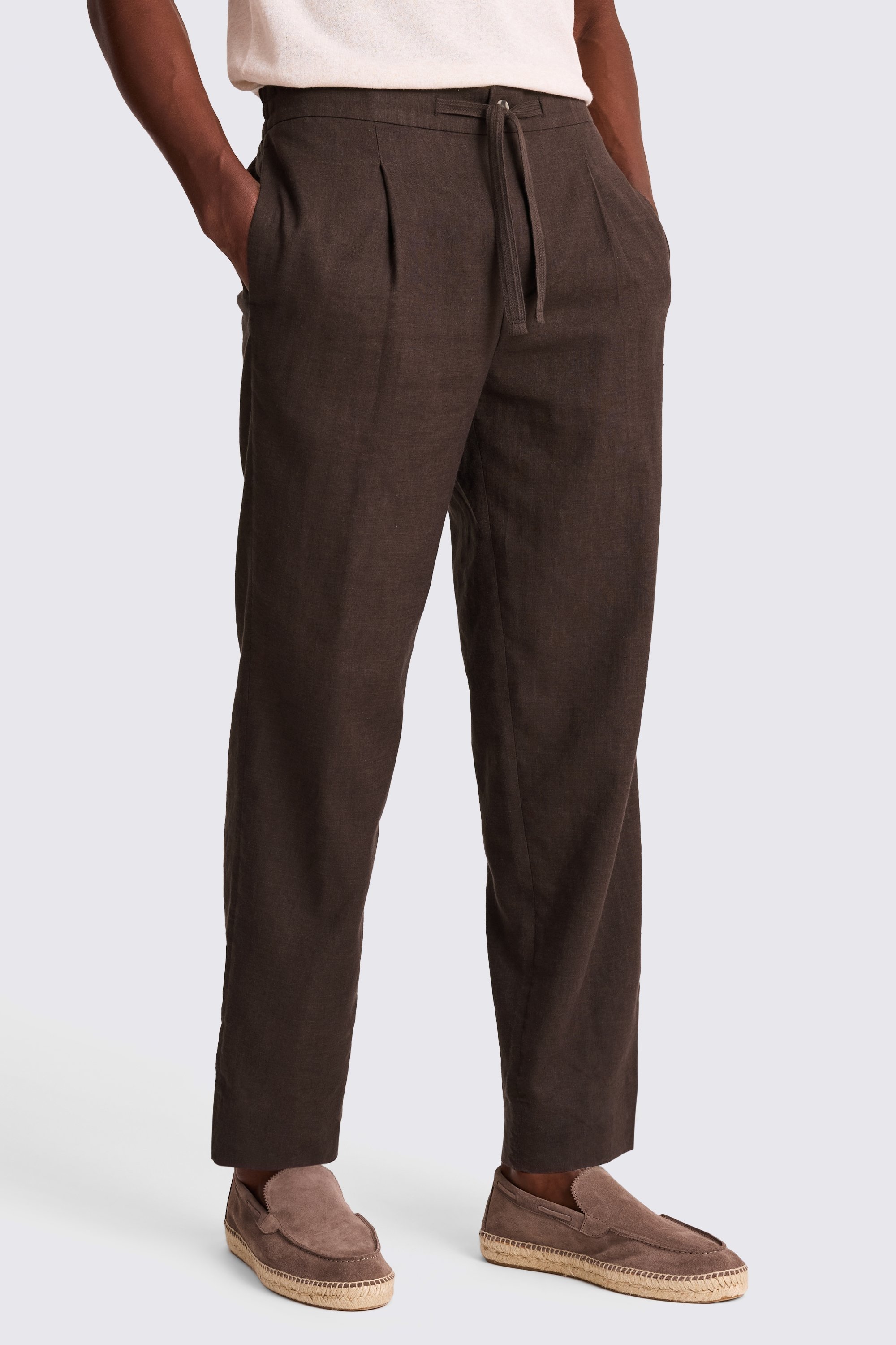 Brown Linen Beach Pants 