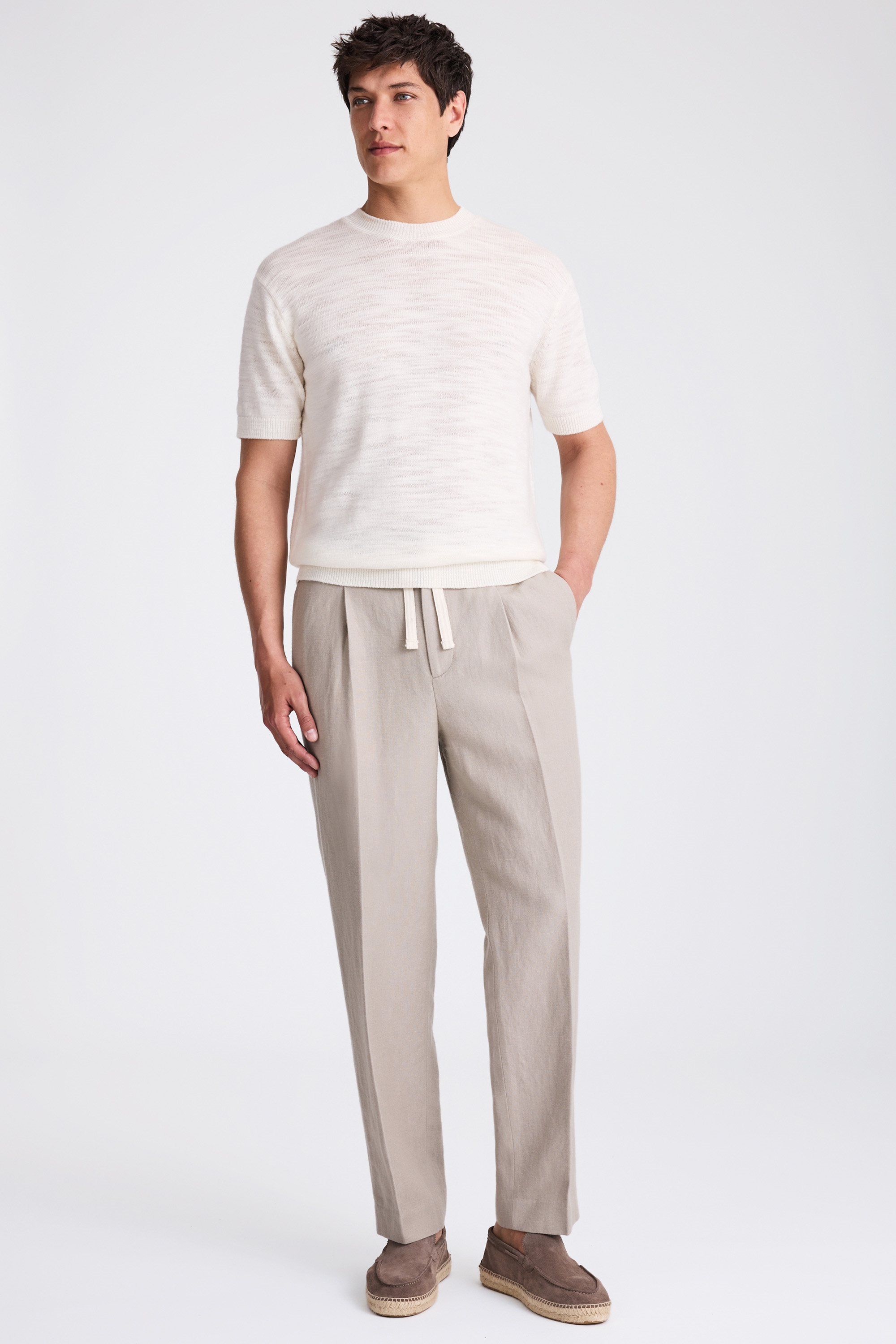 Taupe Wool Linen Beach Trousers