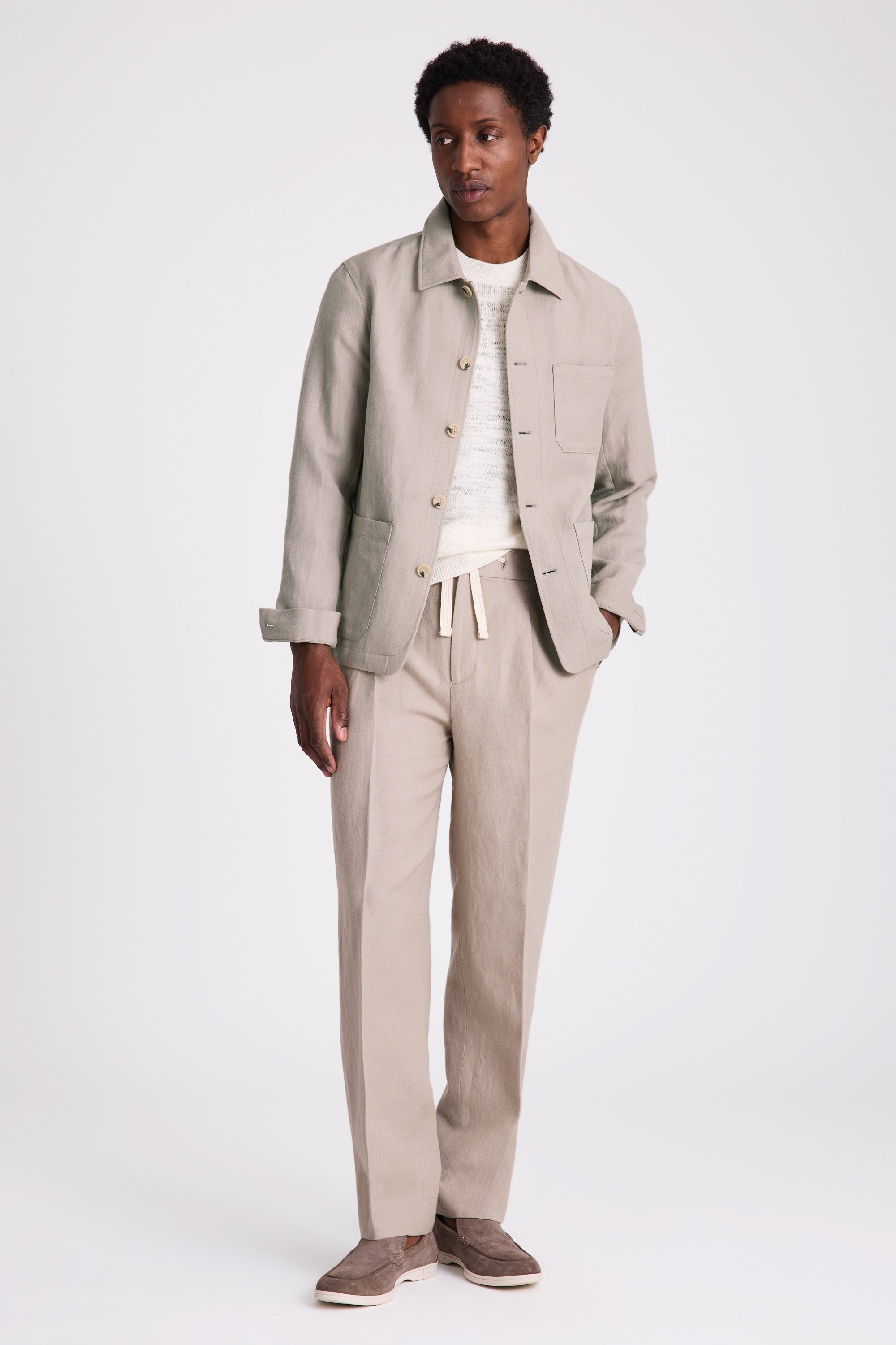 Taupe Wool Linen 3 Pocket Shacket