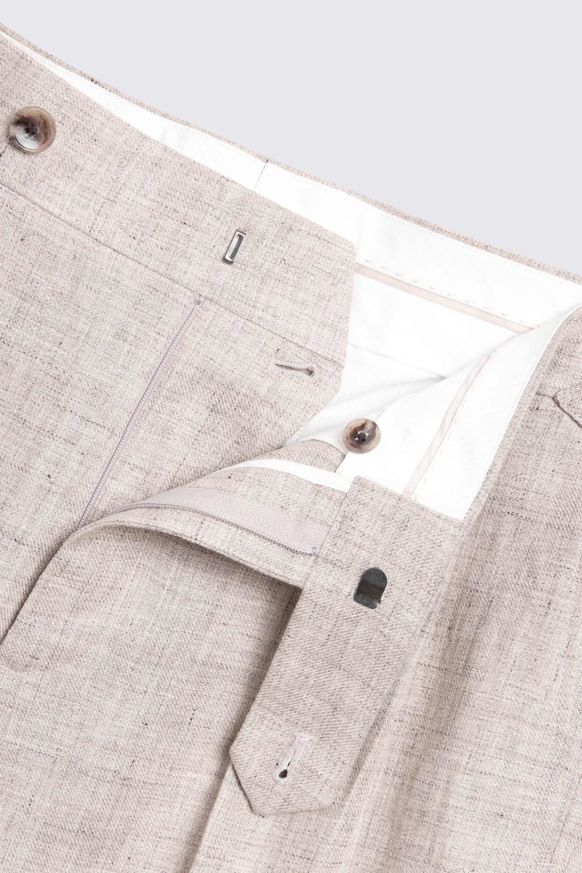 Oatmeal Linen Pleated Trousers