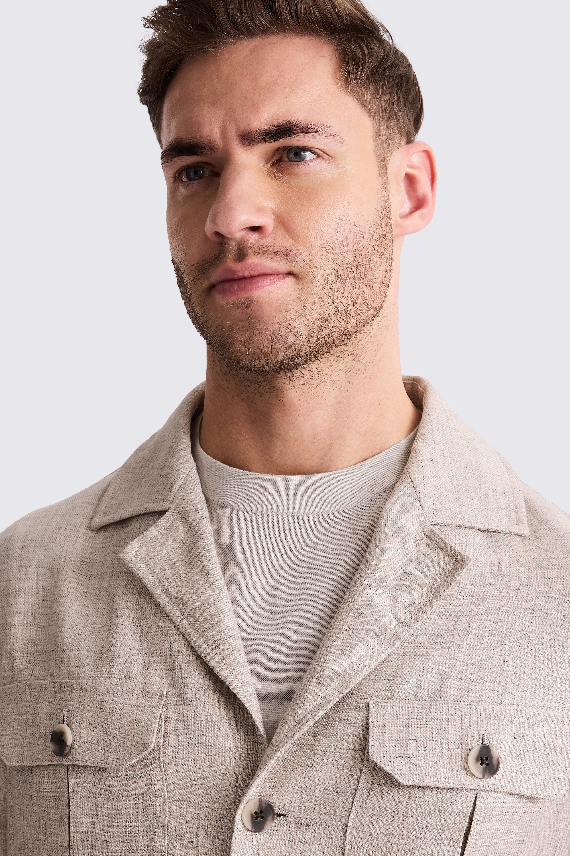 Neutral Linen Safari Shacket