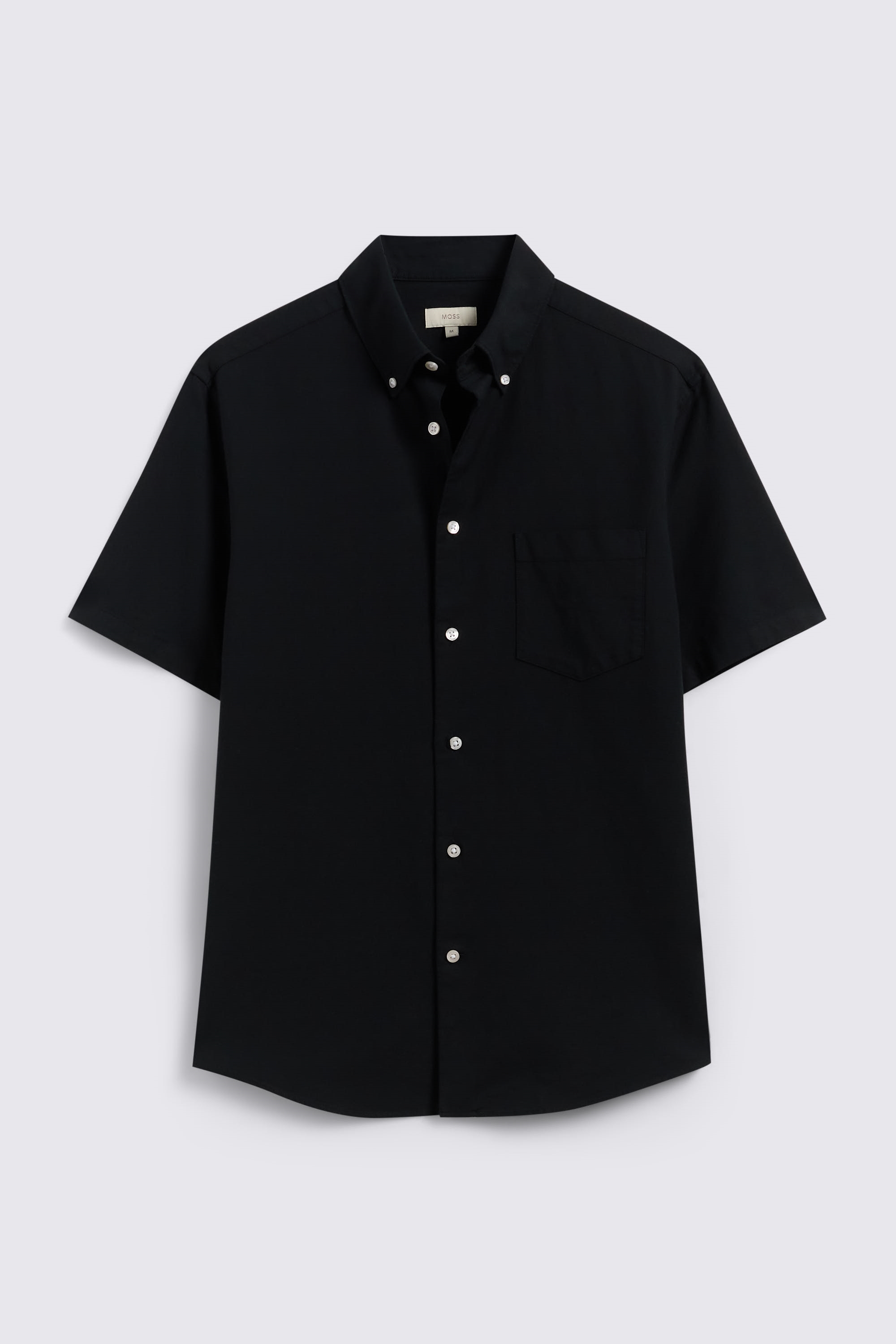 Black Short Sleeve Washed Oxford Shirt