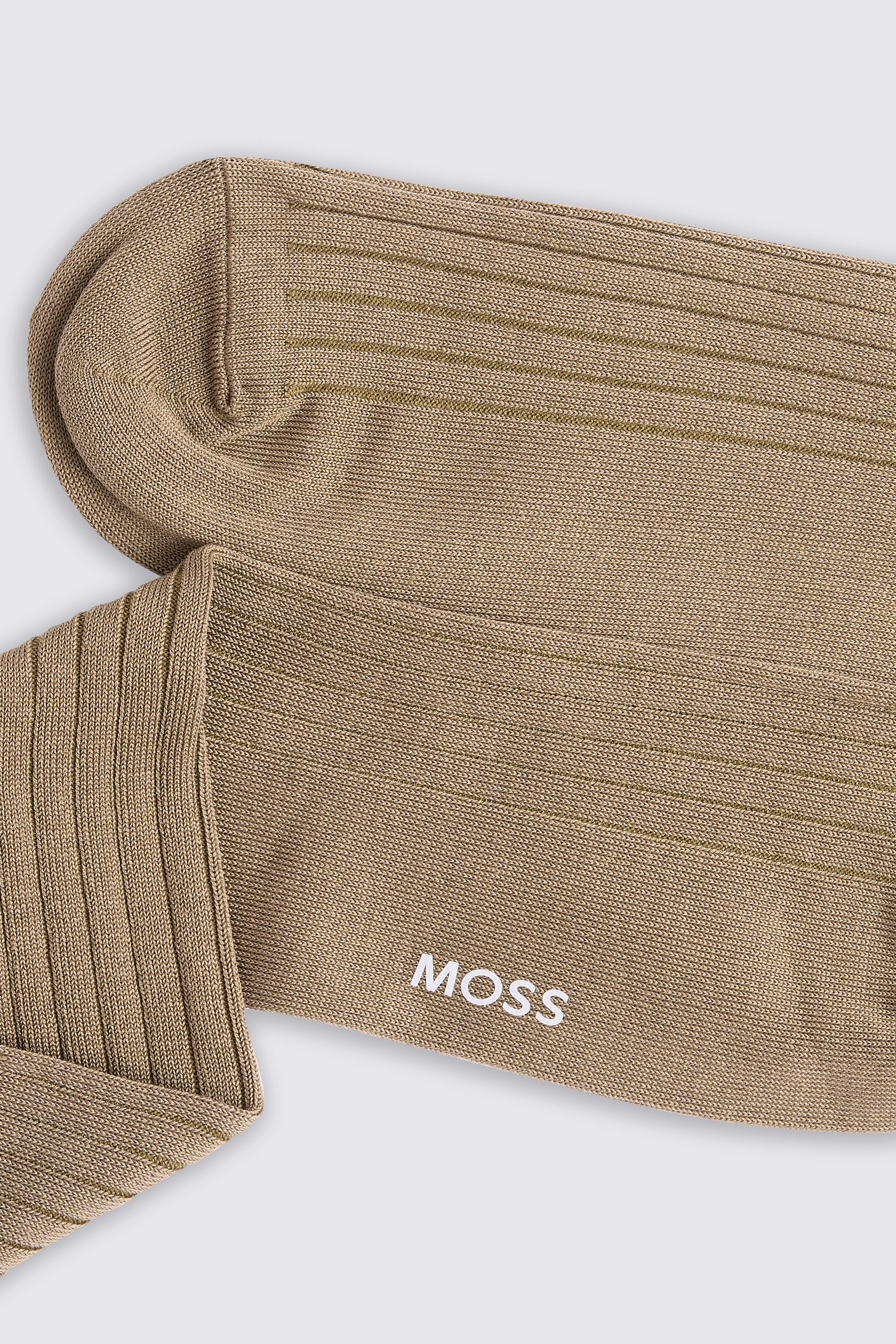 Dusky Green Ribbed Mercerised Socks