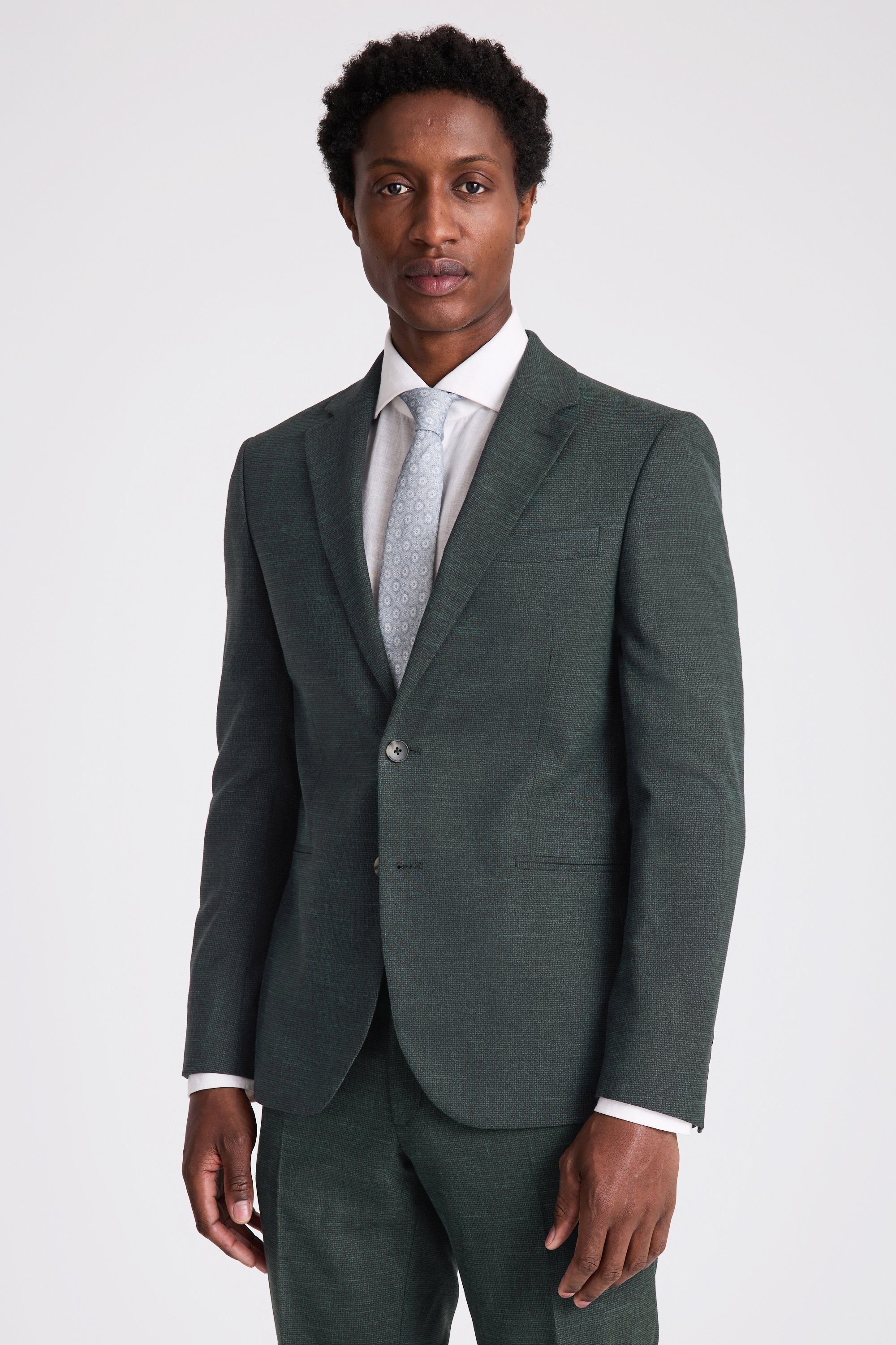 Slim Fit Dark Green Puppytooth Suit