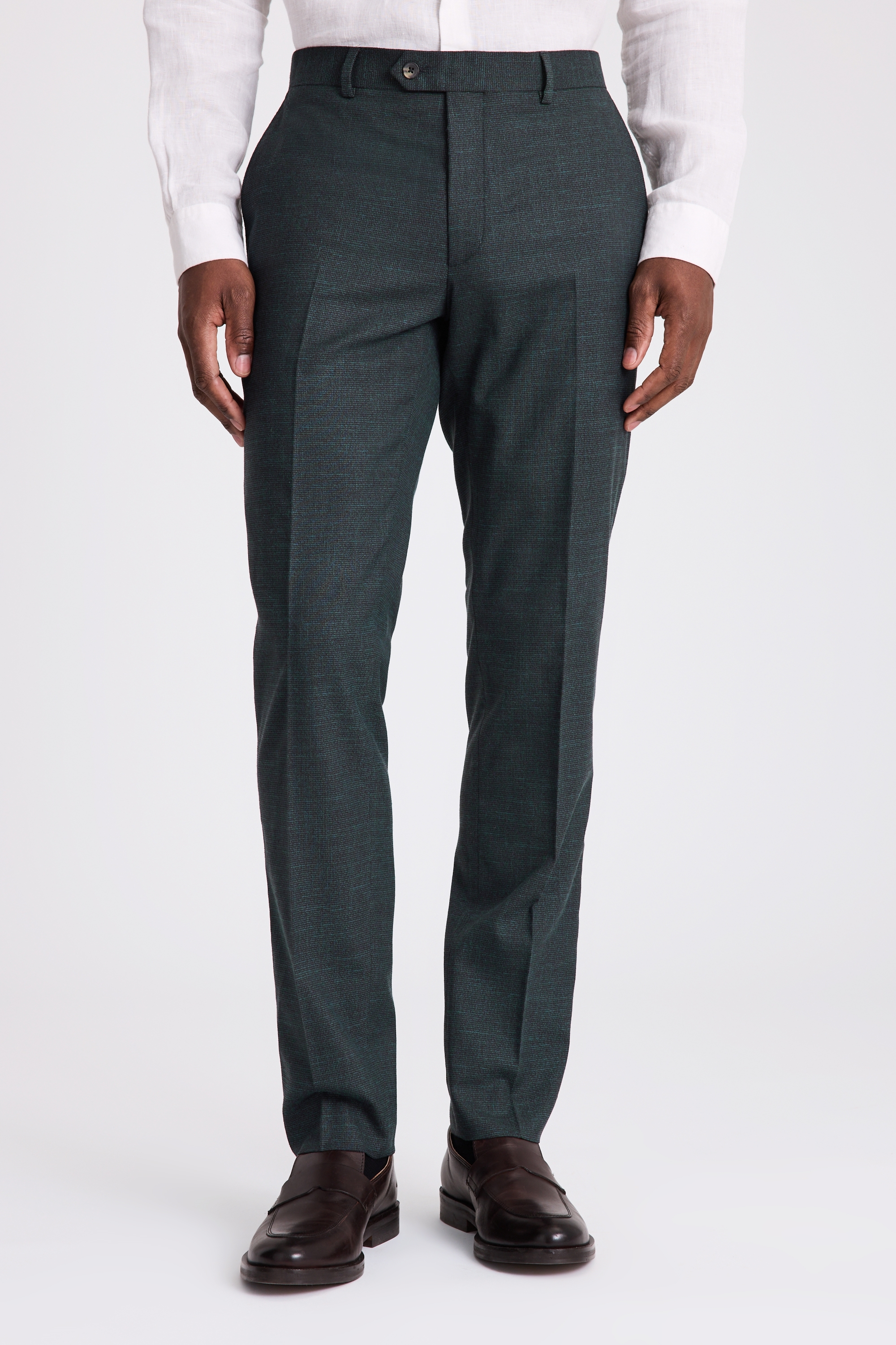 Custom Made slim fit dark green puppytooth suit