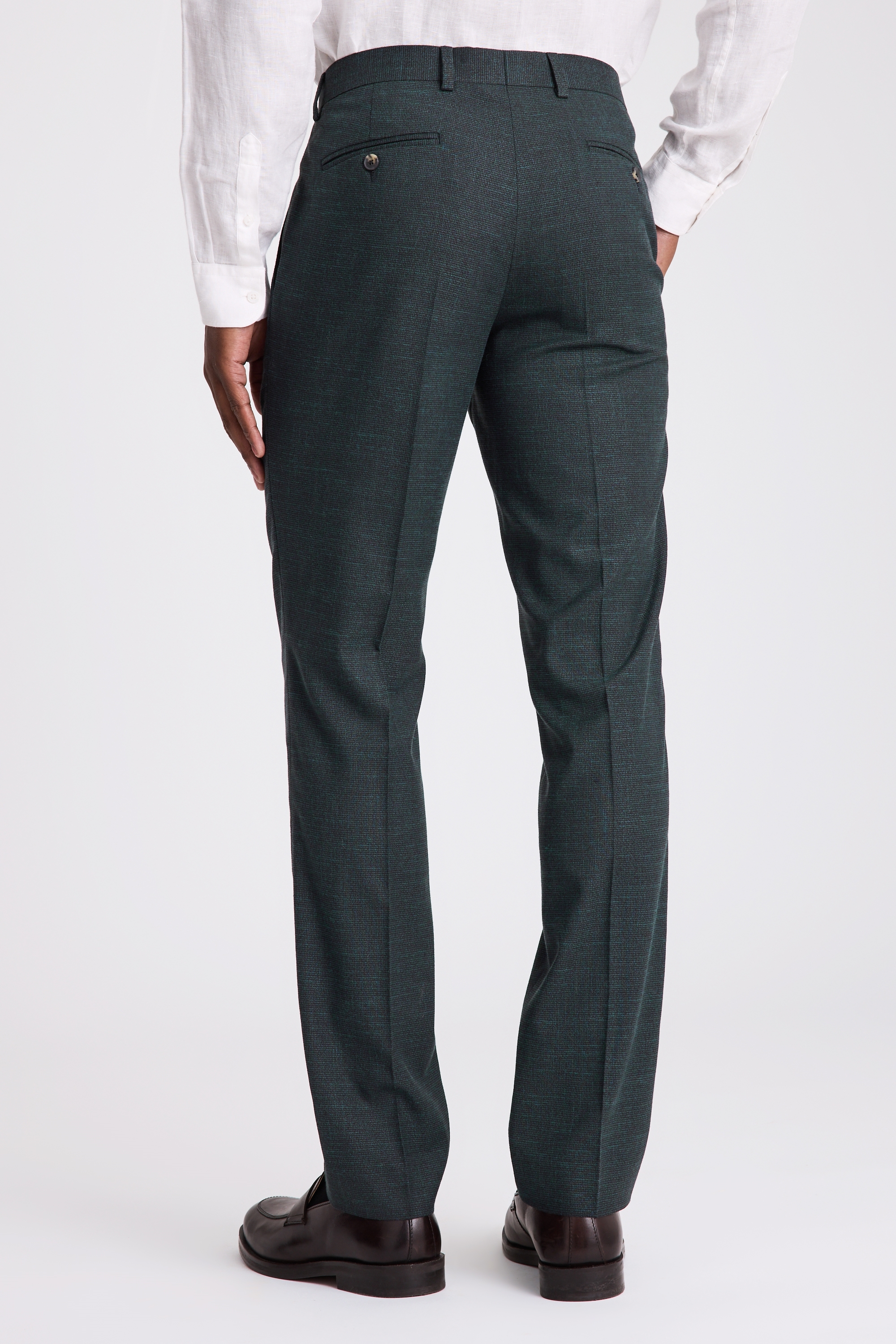 Slim Fit Dark Green Puppytooth Trousers