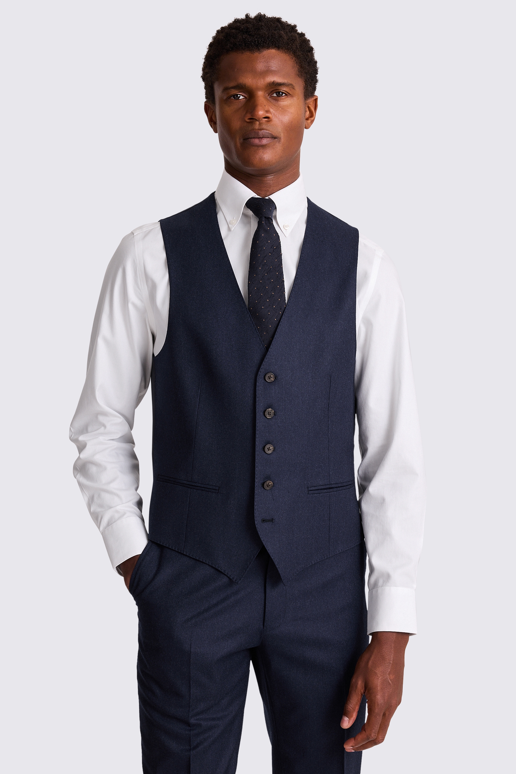 Italian Tailored Fit Plain Blue Waistcoat