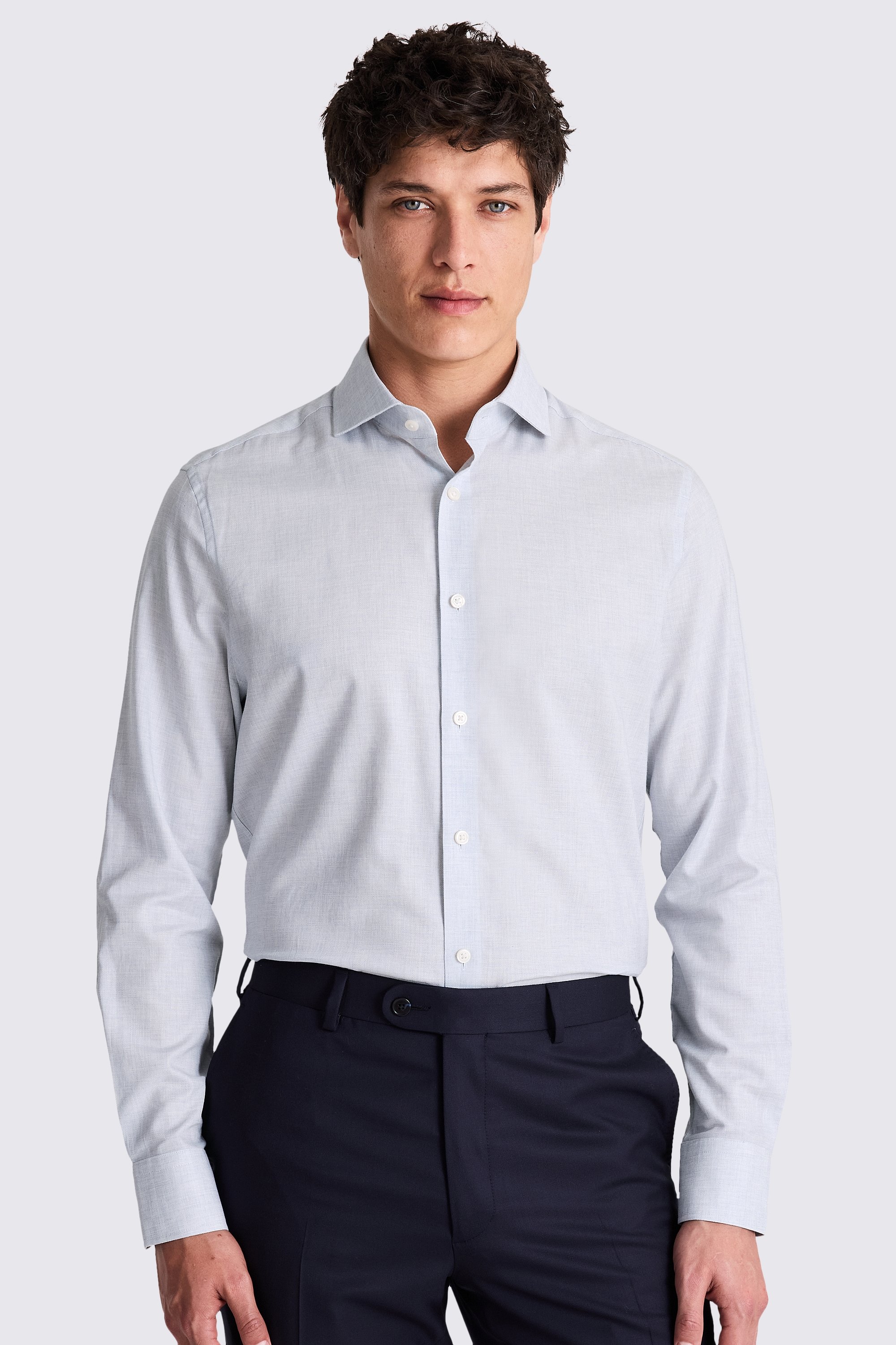 Tailored Fit Light Blue Melange Shirt