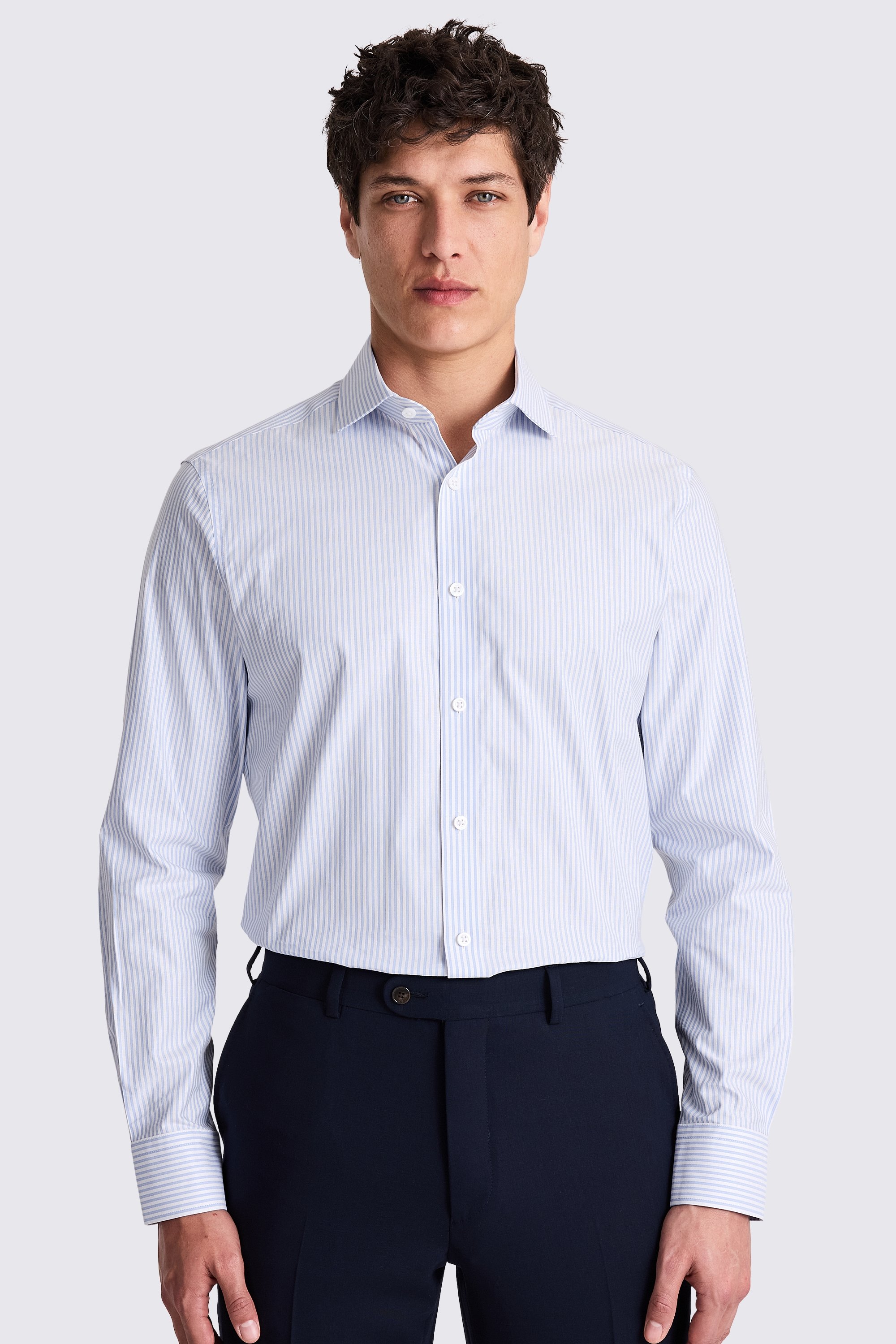 Tailored Fit Light Blue Stripe Shirt