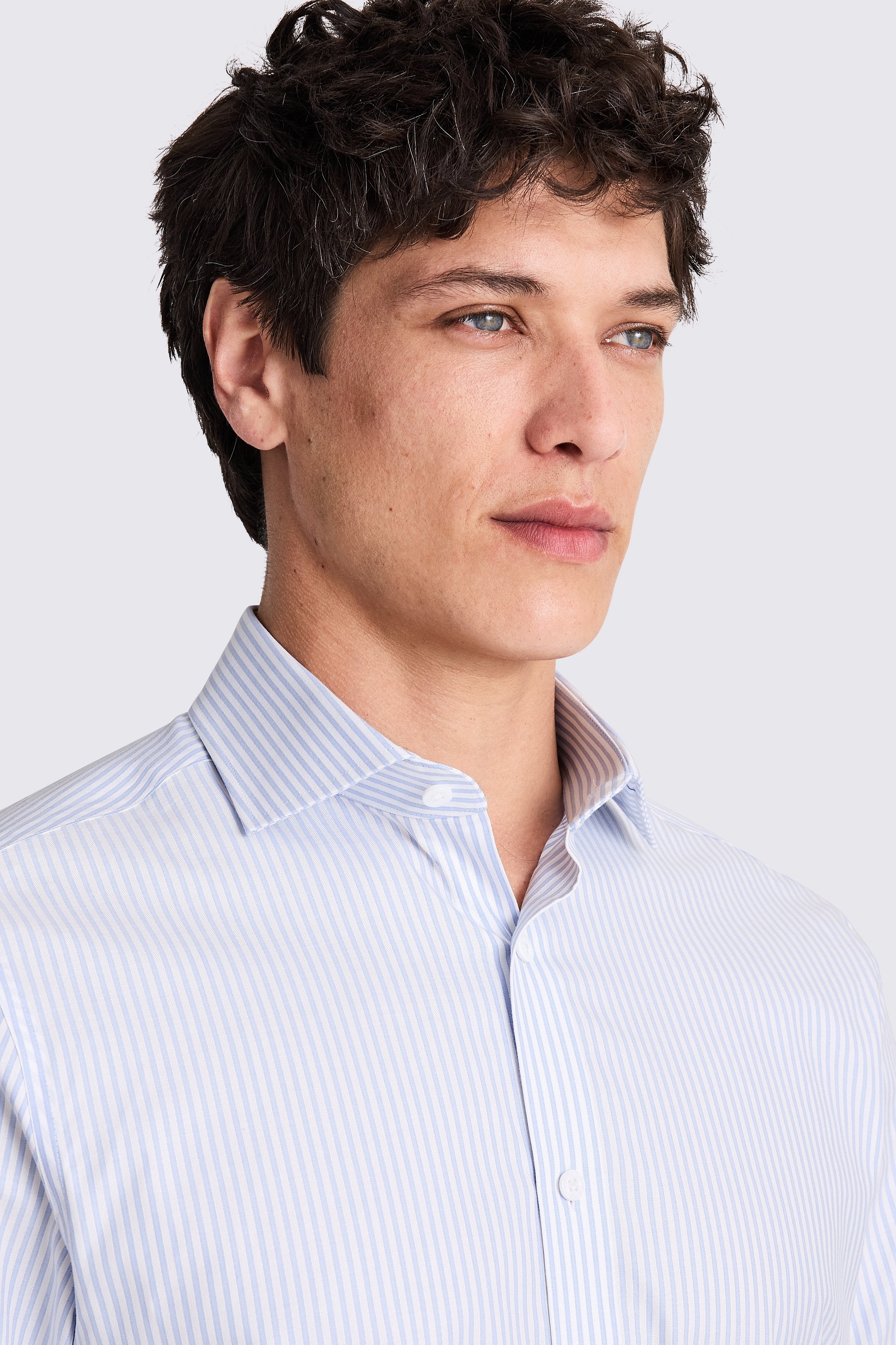 Tailored Fit Light Blue Stripe Shirt