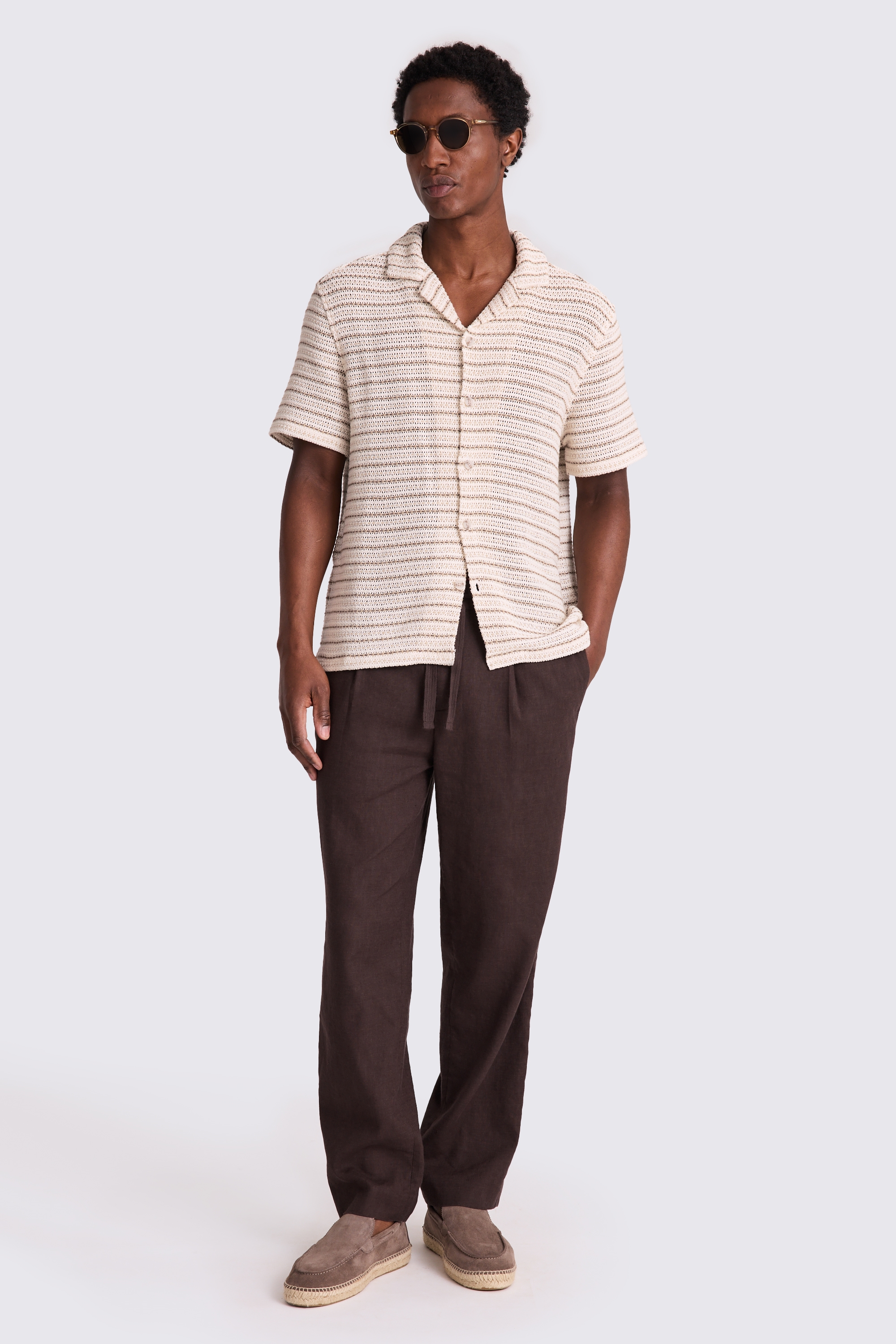 Neutral Crochet Stripe Shirt