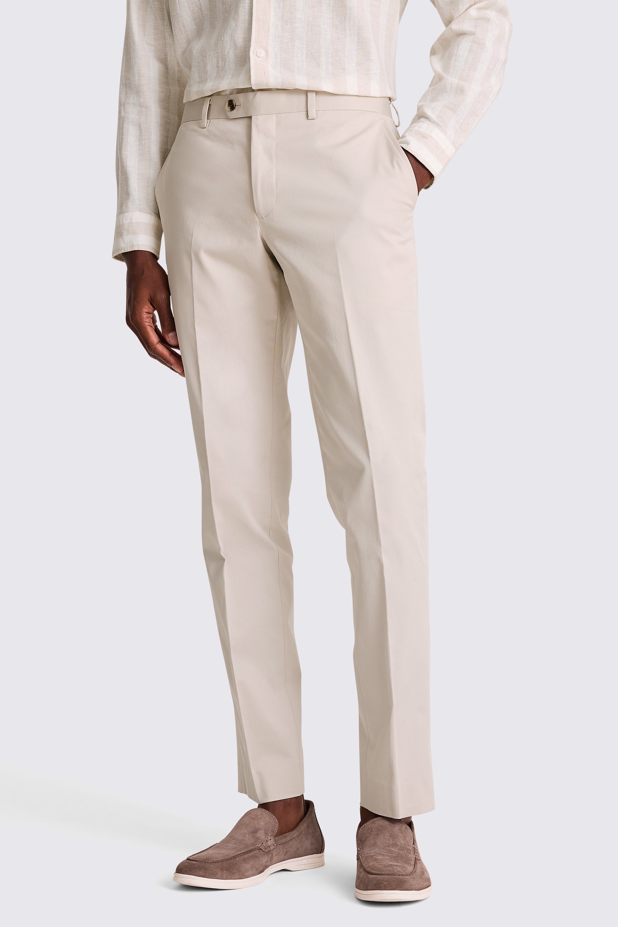 Slim Fit Light Camel Cotton Trousers