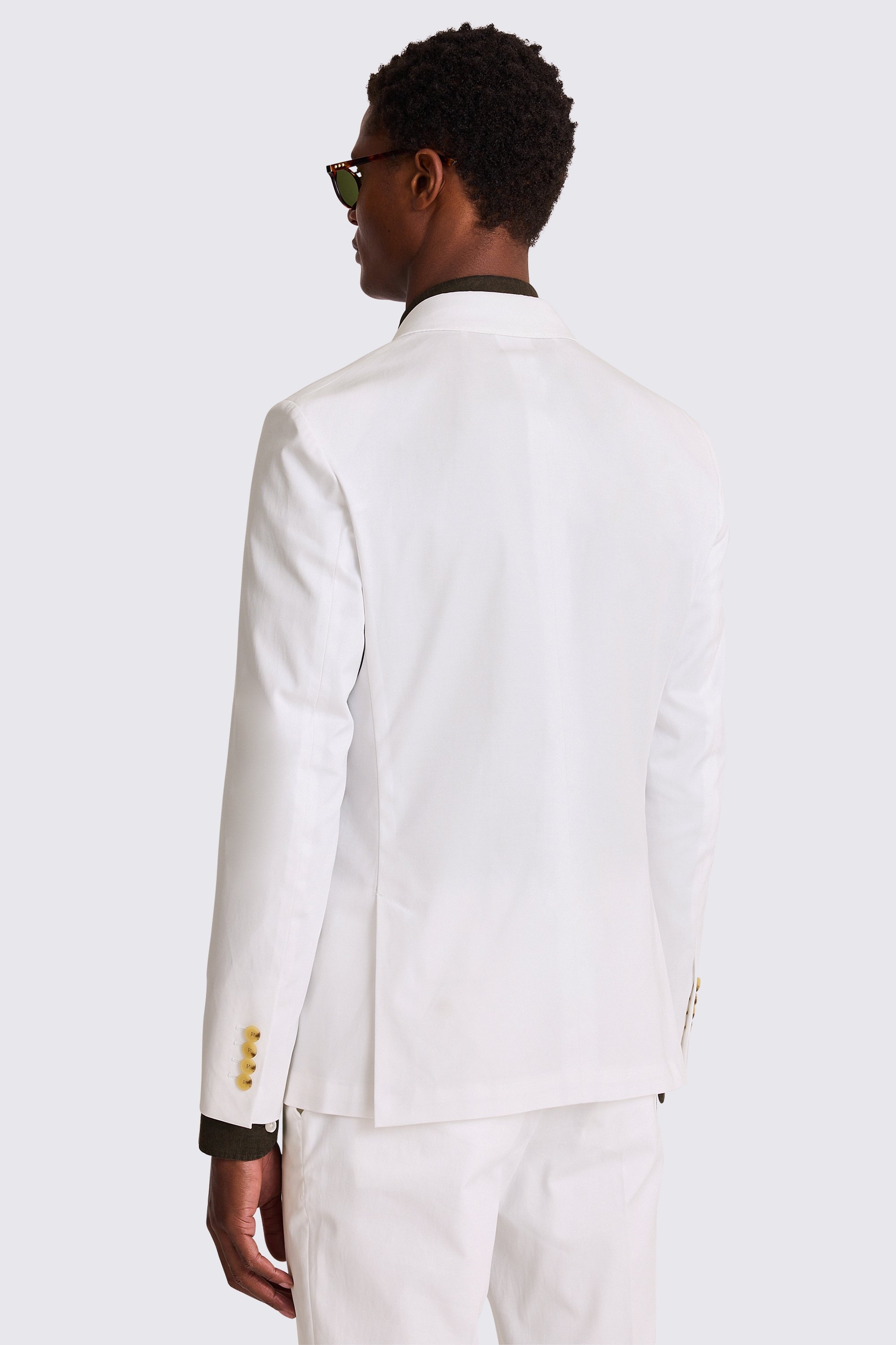 Slim Fit White Cotton Suit