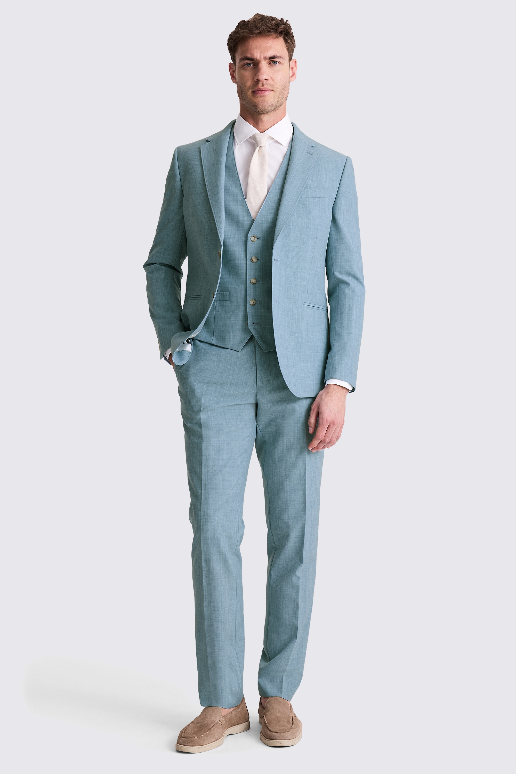 French Connection Slim Fit Teal Marl Suit