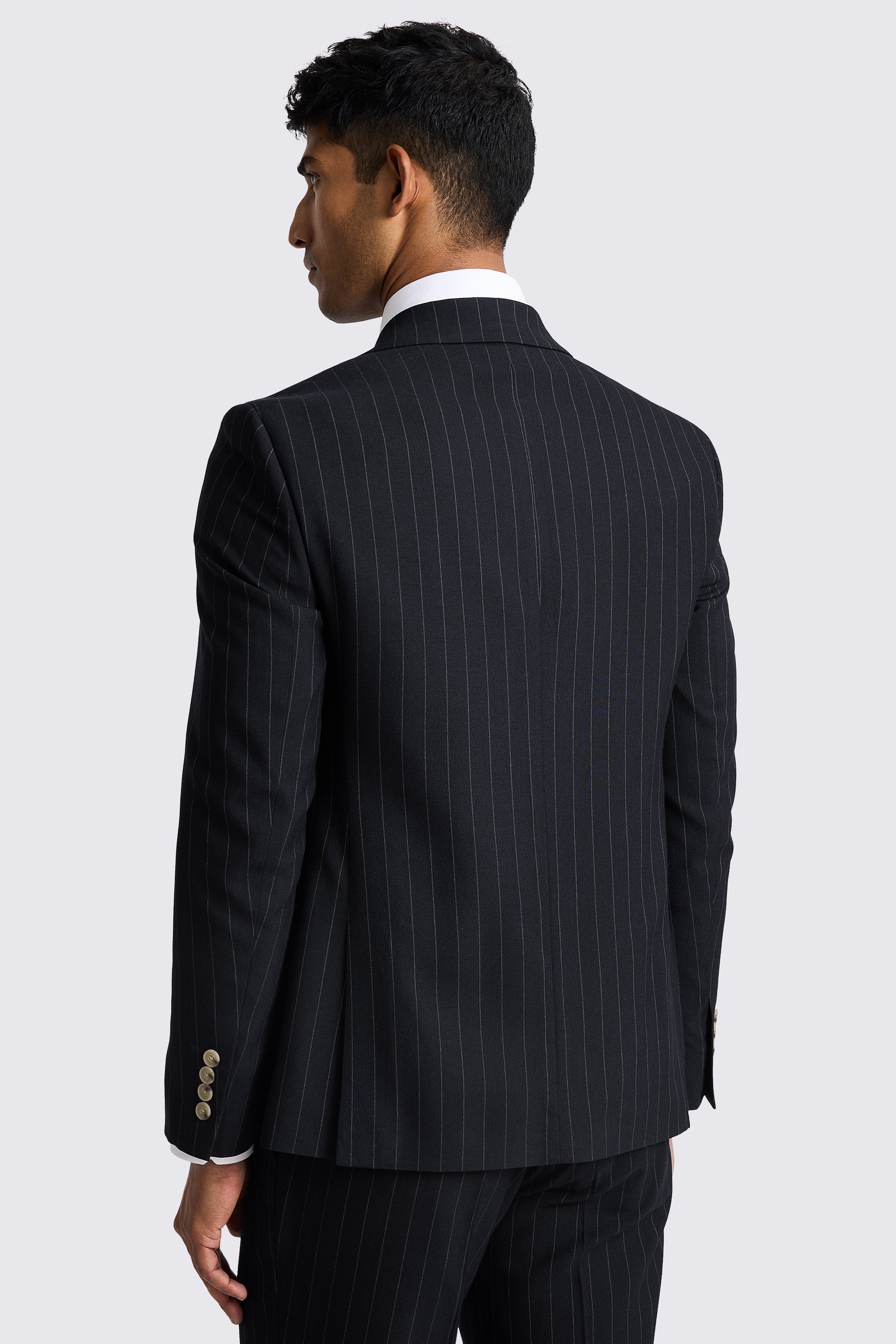Custom Made slim fit navy stripe suit