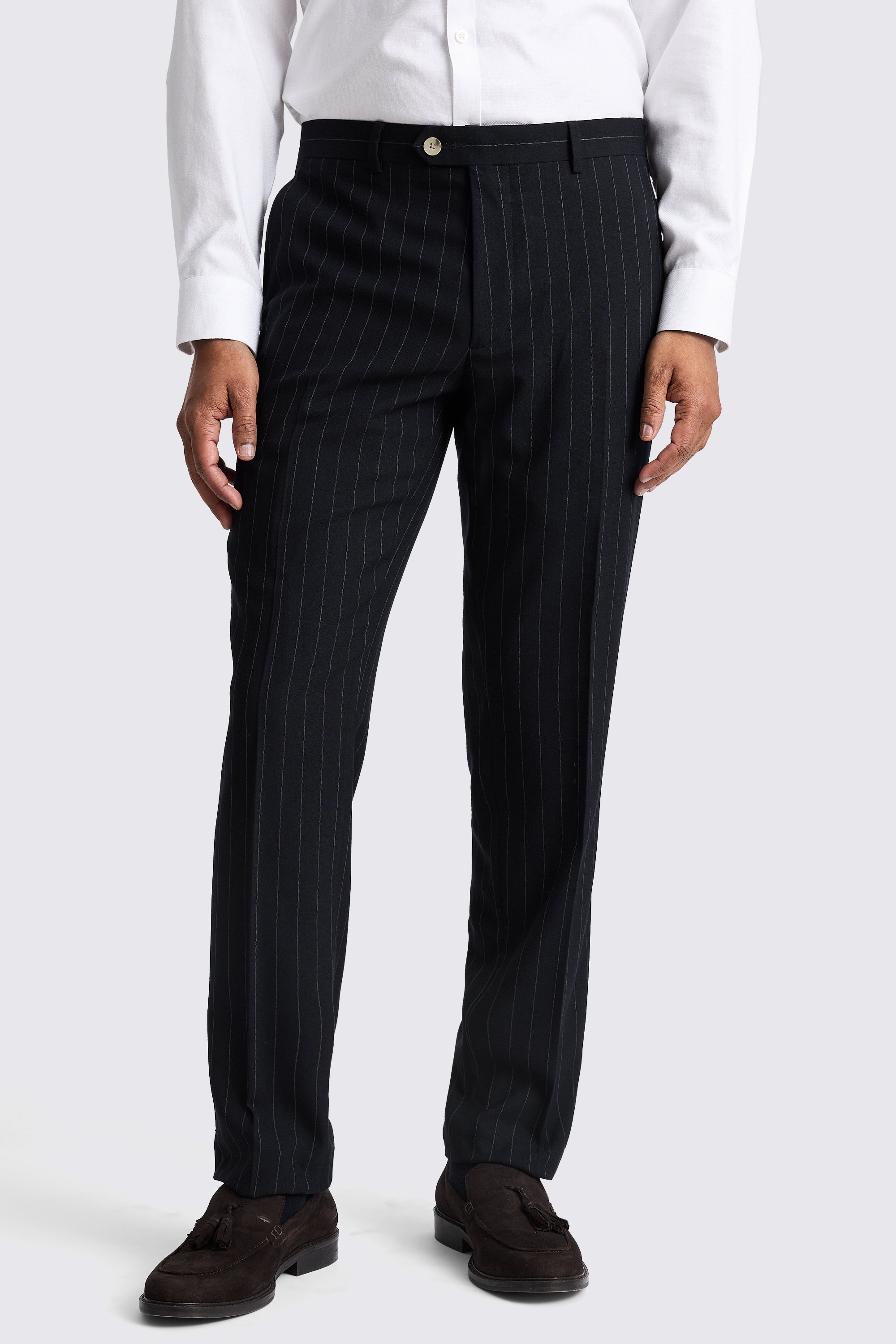 Custom Made slim fit navy stripe suit